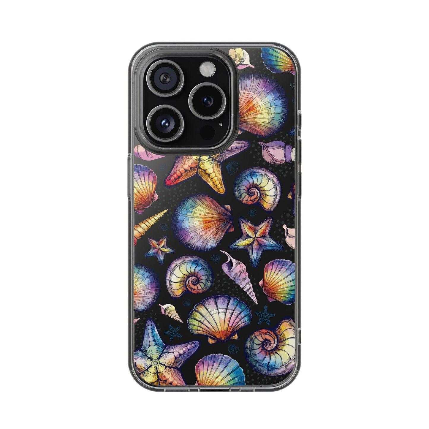 Rainbow Seashell Clear Phone Cases • Designed to fit most iPhone and Samsung Phones Phone Case Printify iPhone 15 Pro Without gift packaging