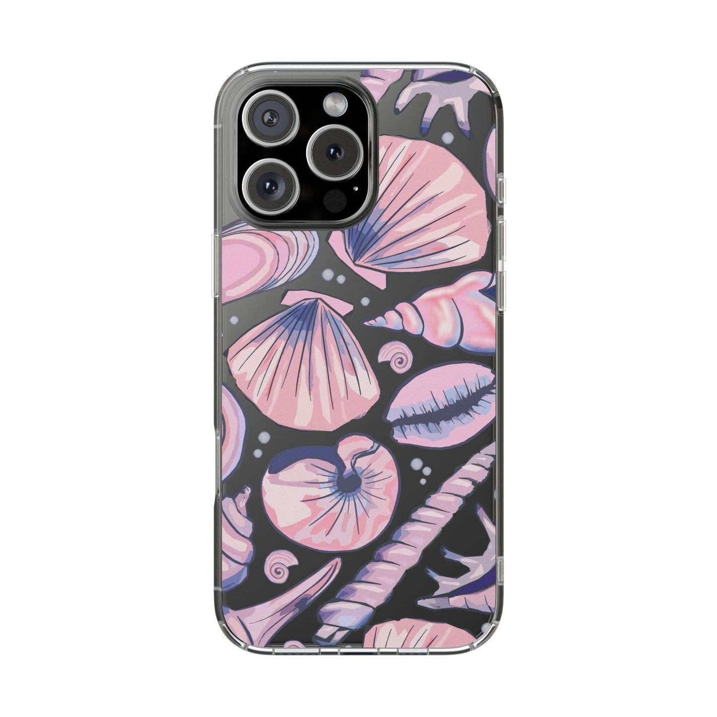 Ocean-Inspired Clear Phone Case, Coastal Aesthetic, Shells Pattern, Summer Vibes iPhone 16 Pro Case, iPhone 15, iPhone 14, Samsung Galaxy Phone Case Printify iPhone 16 Pro Max Without gift packaging