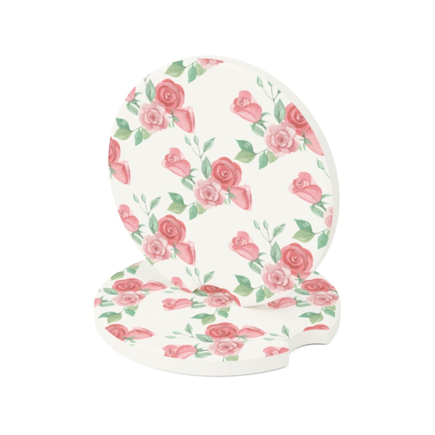 Coquette Car Coasters, Vintage Rose Design, Grandmacore Drink Holder Coaster • Cute Car Accessories Home Decor Printify 2.6'' × 2.6" 2pcs