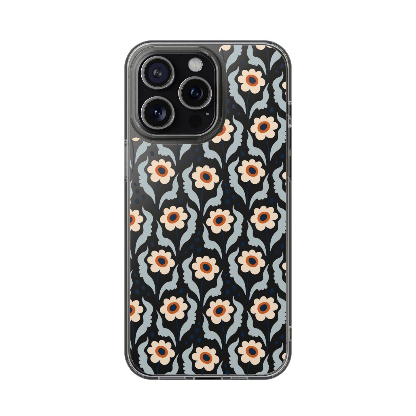 Retro Daisies Clear Phone Case • Designed to fit Most iPhone and Samsung Phones Phone Case Printify iPhone 15 Pro Max Without gift packaging