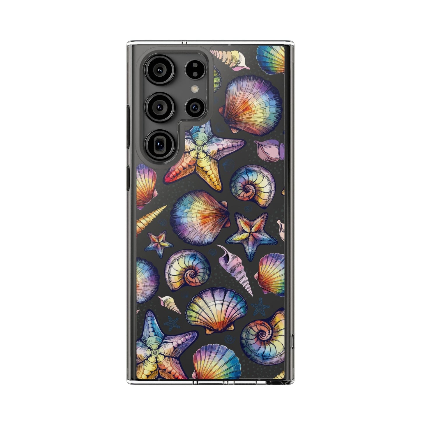Rainbow Seashell Clear Phone Cases • Designed to fit most iPhone and Samsung Phones Phone Case Printify Samsung Galaxy S23 Ultra Without gift packaging