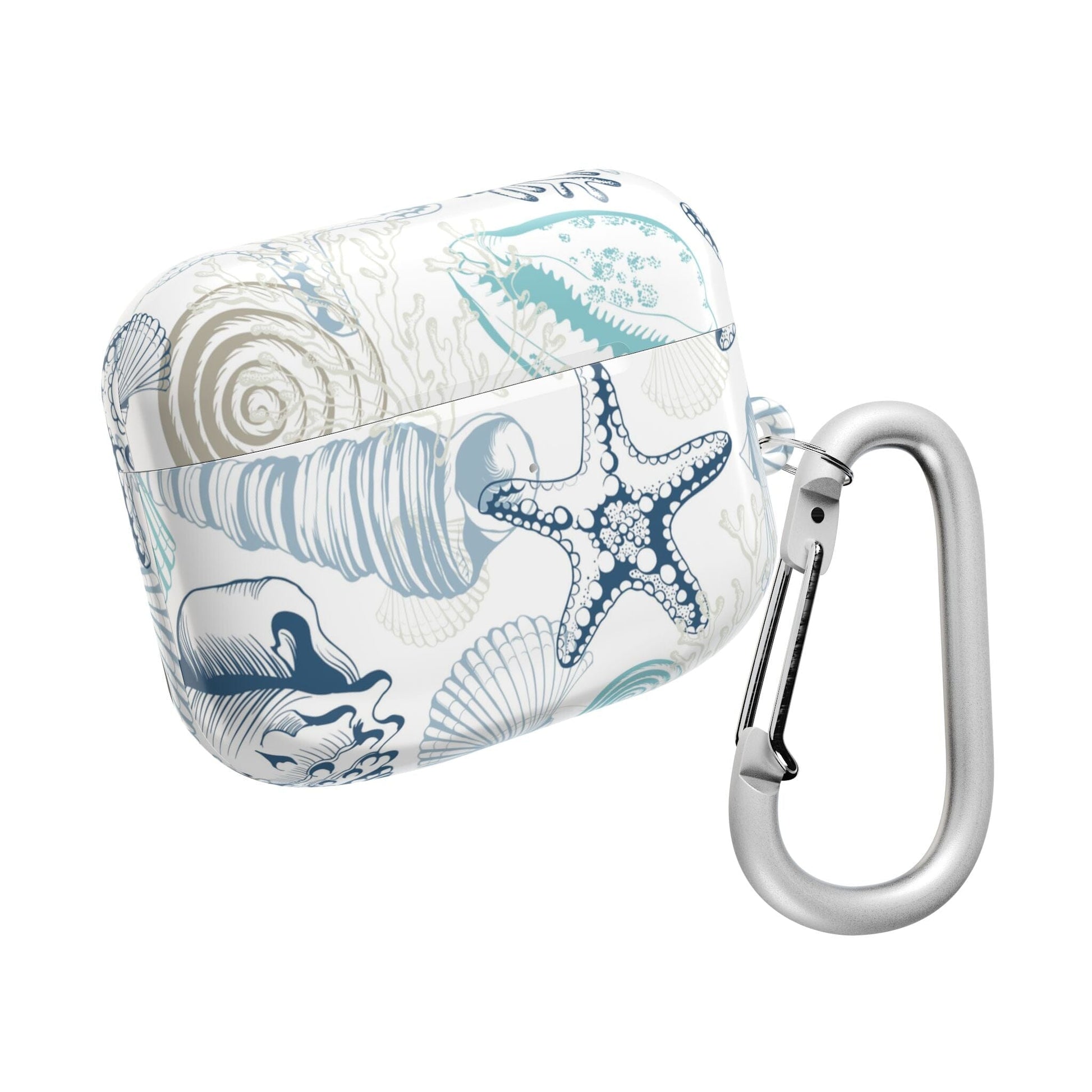 Blue Seashells AirPods Case, Ocean-Inspired Case for Earbuds • Cute Phone Accessories Accessories Printify AirPods Pro Gen 1 White Glossy