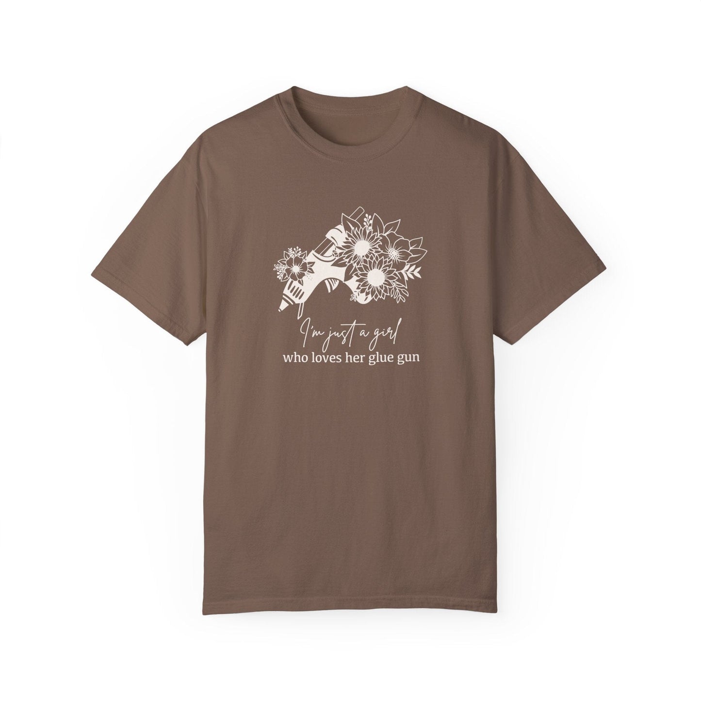 Just A Girl Who Loves Her Glue Gun • Comfort Colors T-shirt T-Shirt Printify Espresso S