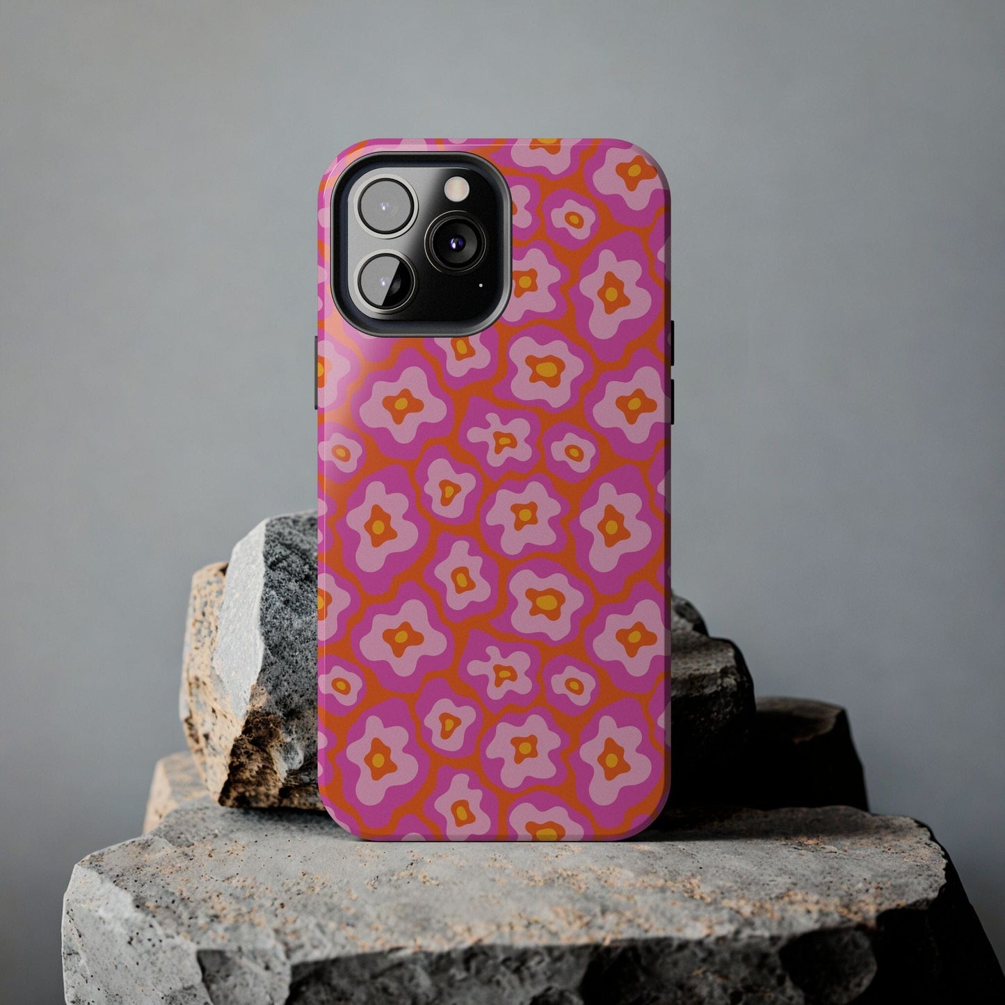 Abstract Pink Floral Phone Case • Tough Phone Case Designed to fit most iPhone and Samsung Phones Phone Case Printify