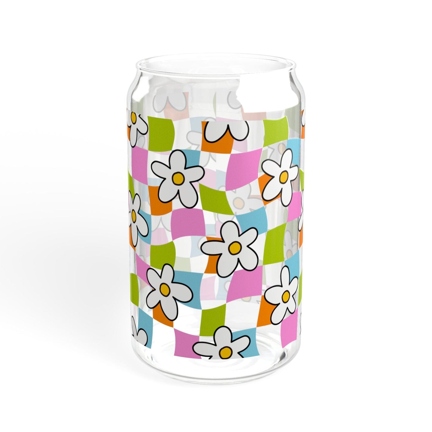 Wavy Daisy Sipper Cup • Coconut Girl Summer Iced Coffee Cup Mug Printify Without lid or straw 16oz