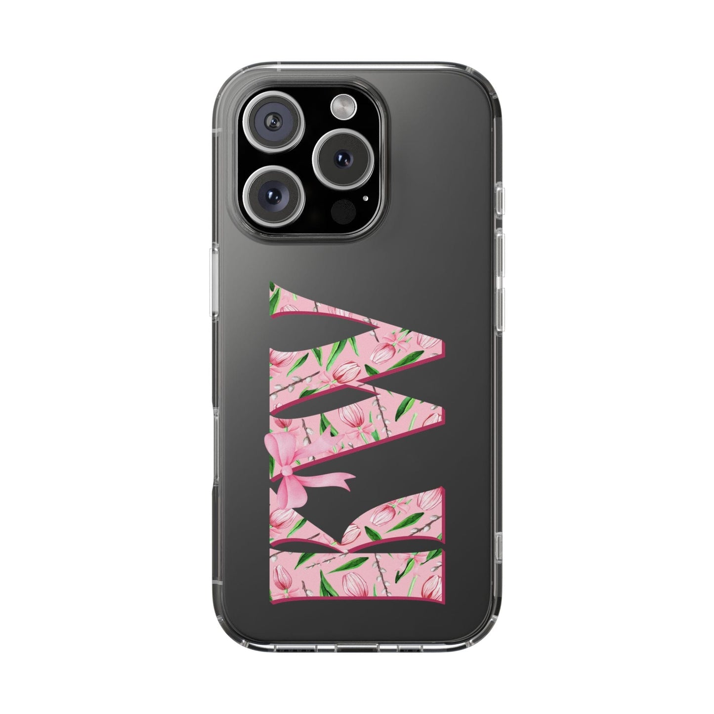 Initials iPhone 16 Pro Case, Clear Phone Cases • Designed to fit Most iPhone and Samsung Phones Phone Case Printify iPhone 16 Pro Without gift packaging