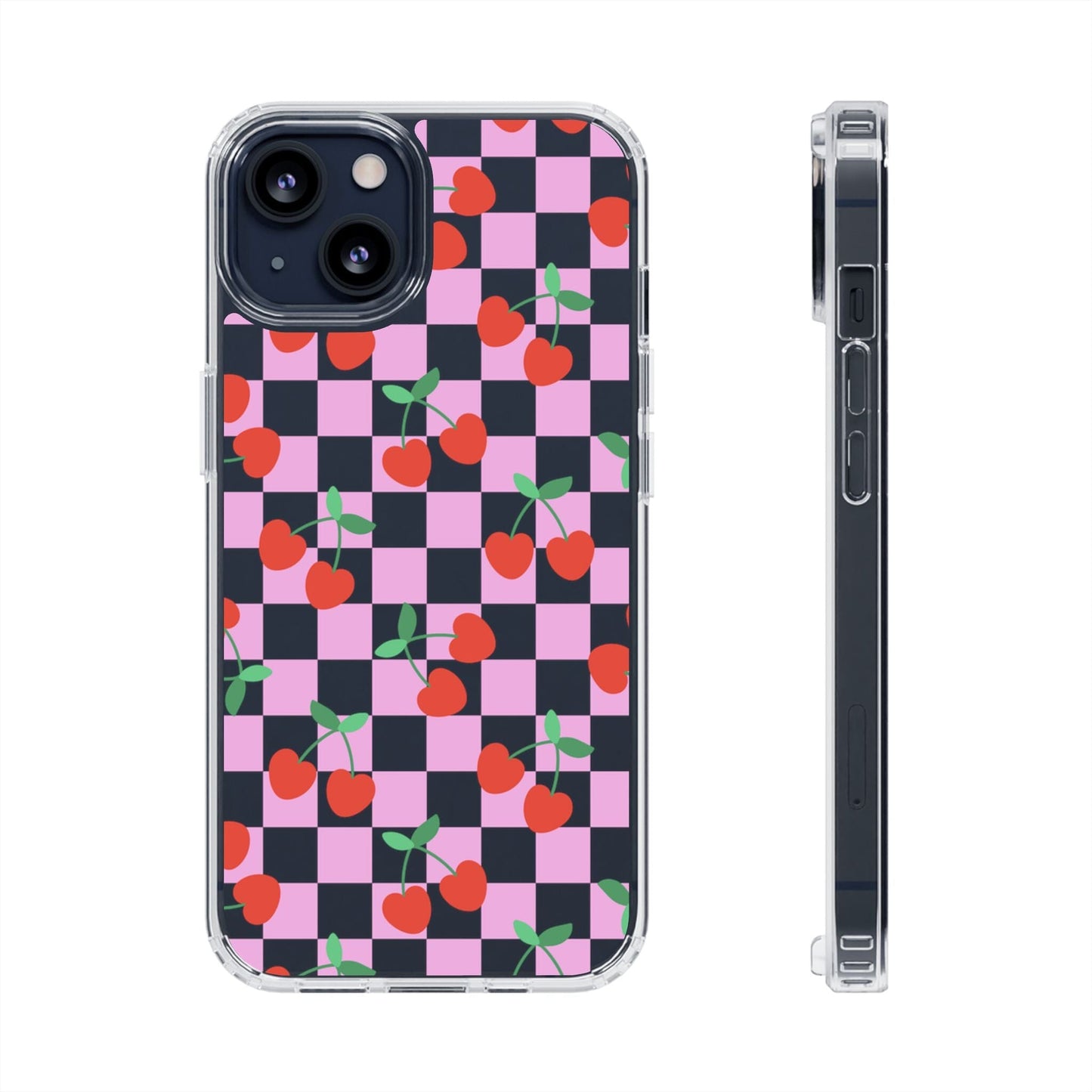 iPhone 16 Clear Case, Pink Checkered Cherry Phone Case • y2K Aesthetic Phone Cases Designed to fit most iPhone and Samsung Models Phone Case Printify iPhone 13 Without gift packaging
