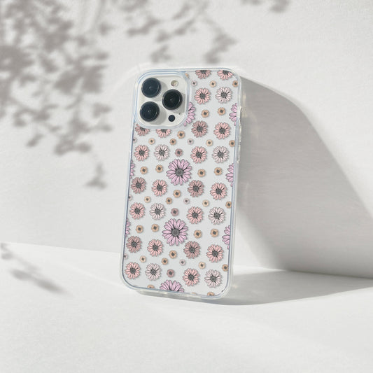 Autumn Clear Phone Cases, Pastel Flower iPhone 15 Case, Vintage 70s Retro Hippie Vibe, Abstract Floral iPhone 14 Case, 13 12, Samsung Galaxy Phone Case Printify iPhone 14 Without gift packaging