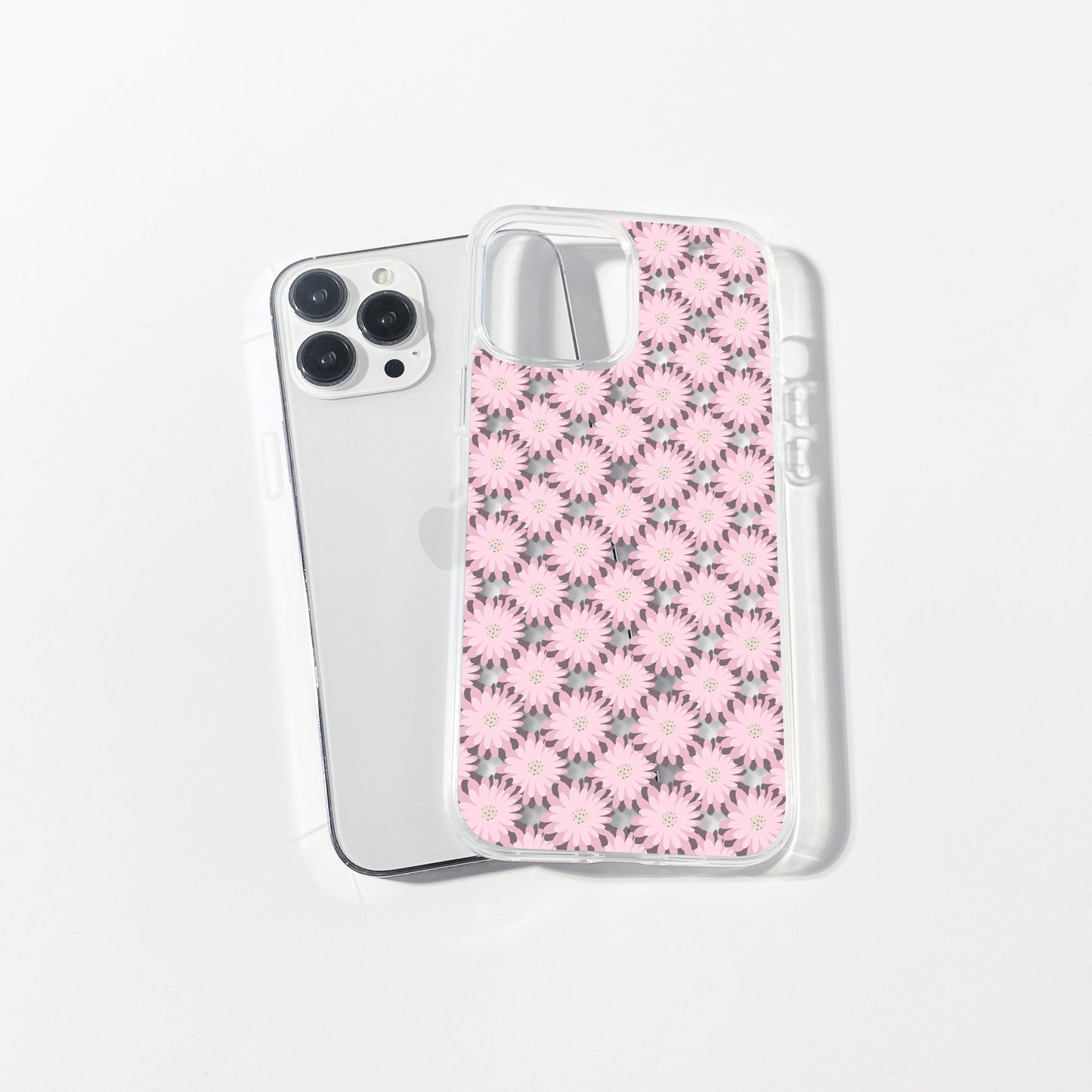 Retro Daisies Clear Floral Phone Case • Designed to fit most iPhone and Samsung Phones Phone Case Printify