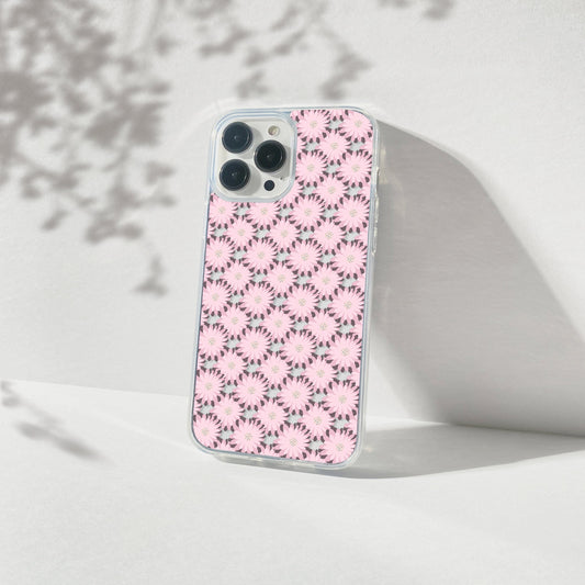 Retro Daisies Clear Floral Phone Case • Designed to fit most iPhone and Samsung Phones Phone Case Printify