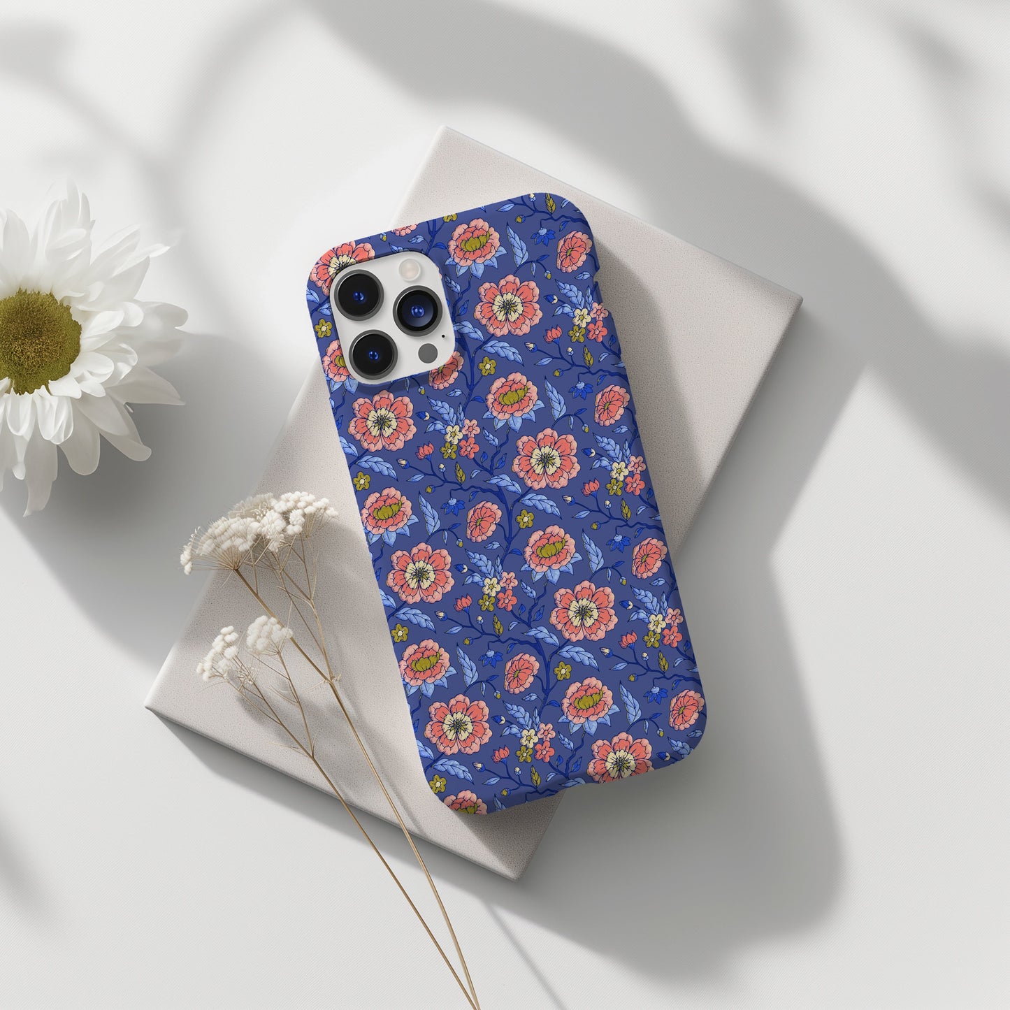 Floral iPhone 16 Case, Preppy Chinoiserie Pattern • Tough Phone Case Designed to Fit Most iPhone and Samsung Models Phone Case Printify