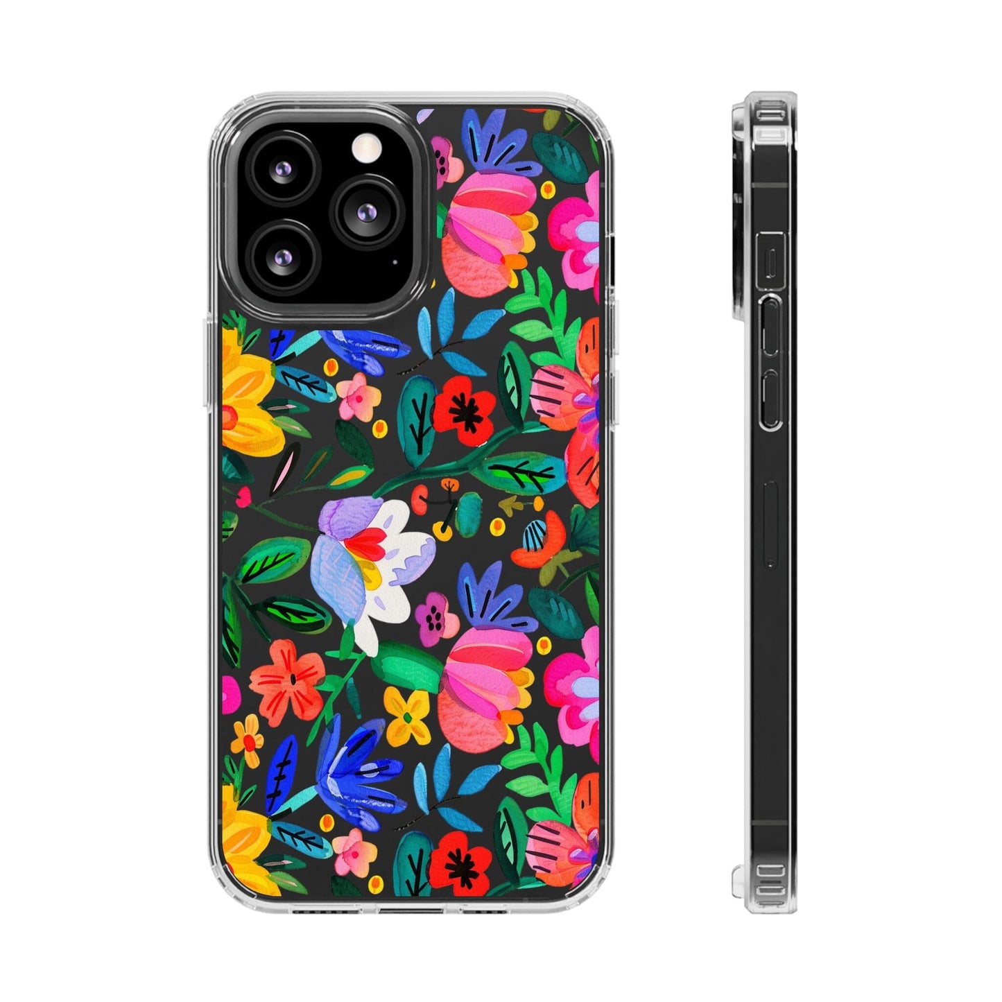 Folk Art Flowers Clear Phone Cases • Summer Floral Phone Case Designed to fit most iPhone and Samsung Phones Phone Case Printify iPhone 13 Pro Max Without gift packaging