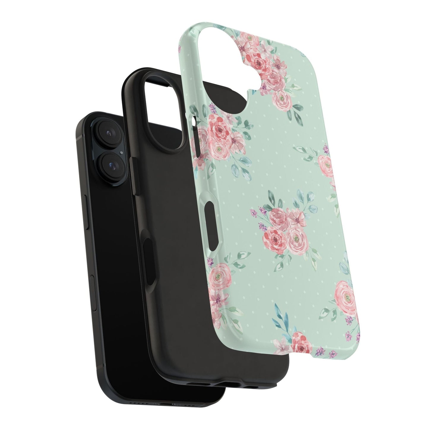 Green Floral Phone Case, Summer Flower Phonecases, Coquette Aesthetic iPhone Case for 15 14 13 12 Cell Phone Covers Phone Case Printify