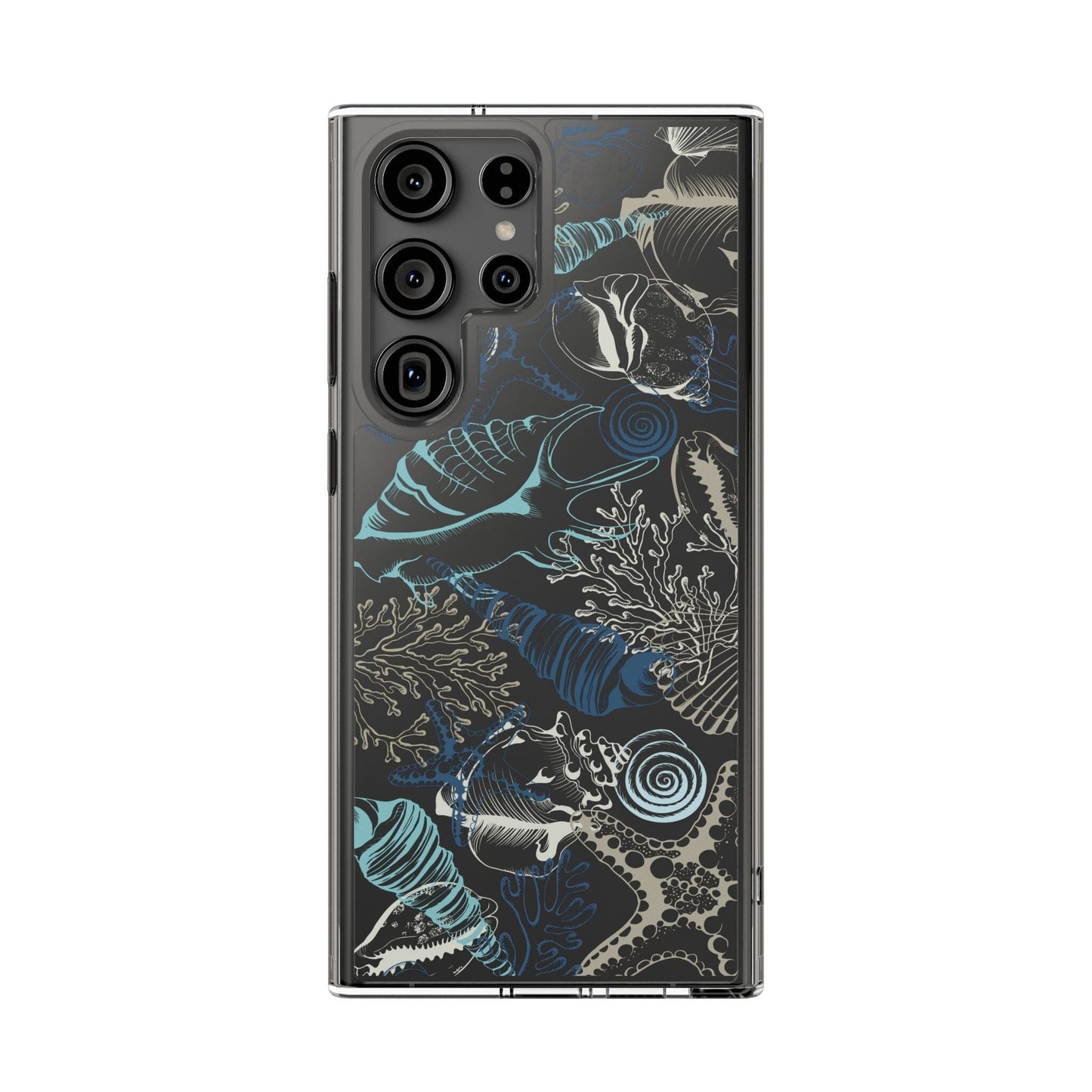 Clear iPhone Case • Blue Seashells Phone Case - Fits Most iPhone and Samsung Phones Phone Case Printify Samsung Galaxy S23 Ultra Without gift packaging