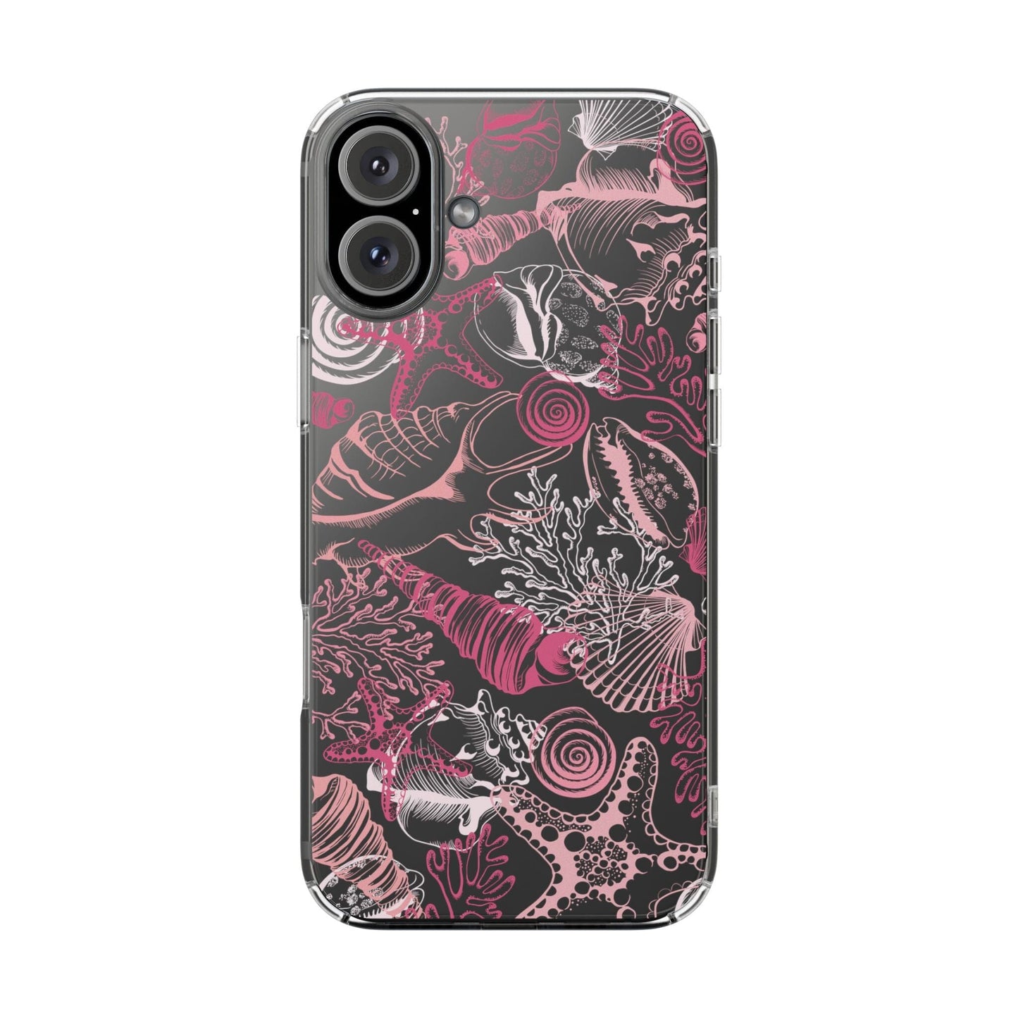 Pink Seashells Phone Case, Clear Summer Phone Cases Compatible with most iPhone and Samsung Galaxy Models Phone Case Printify iPhone 16 Plus