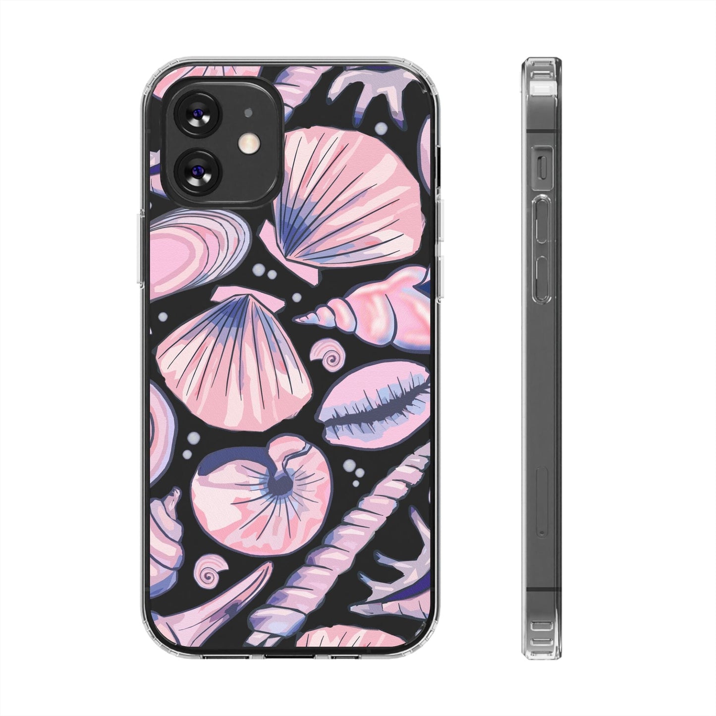 Ocean-Inspired Clear Phone Case, Coastal Aesthetic, Shells Pattern, Summer Vibes iPhone 16 Pro Case, iPhone 15, iPhone 14, Samsung Galaxy Phone Case Printify iPhone 12 Without gift packaging