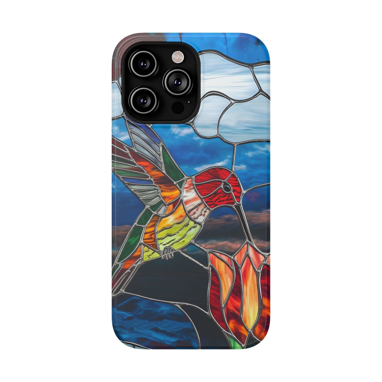 Stained Glass Humming Bird Phone Case, Tough Phonecase designed to fit iPhone and Galaxy Bird Lover Gifts Phone Case Printify iPhone 14 Pro Max Matte Without gift packaging