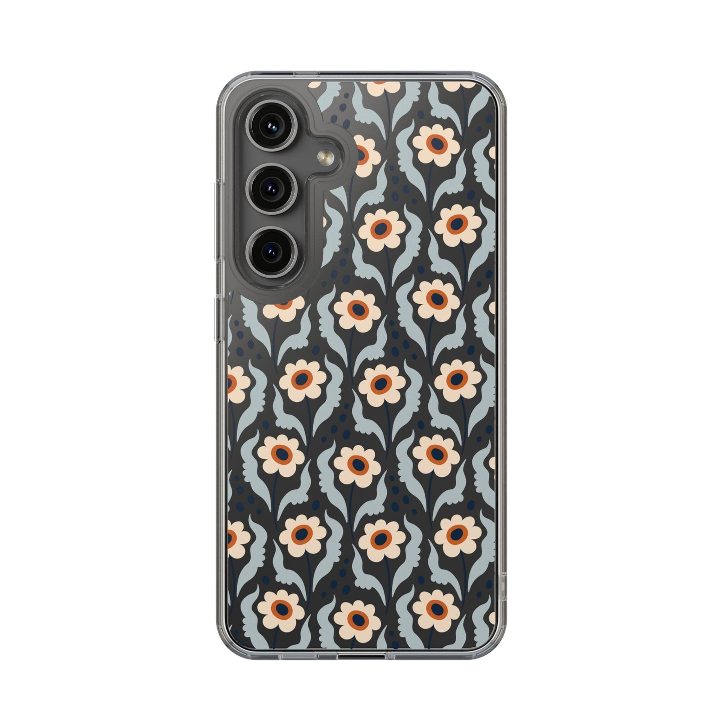 Retro Daisies Clear Phone Case • Designed to fit Most iPhone and Samsung Phones Phone Case Printify Samsung Galaxy S24 Without gift packaging