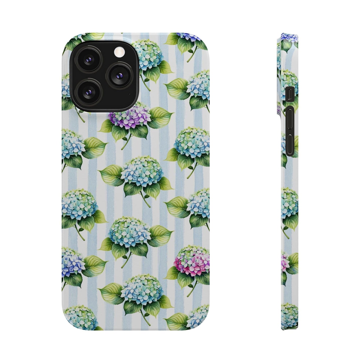 Floral Phone Case, Coastal Hydrangea Floral Phone Case, French Blue Vanilla Girl Aesthetic ~ iPhone 12, iPhone 13, iPhone 14, iPhone 15 Phone Case Printify iPhone 13 Pro Max