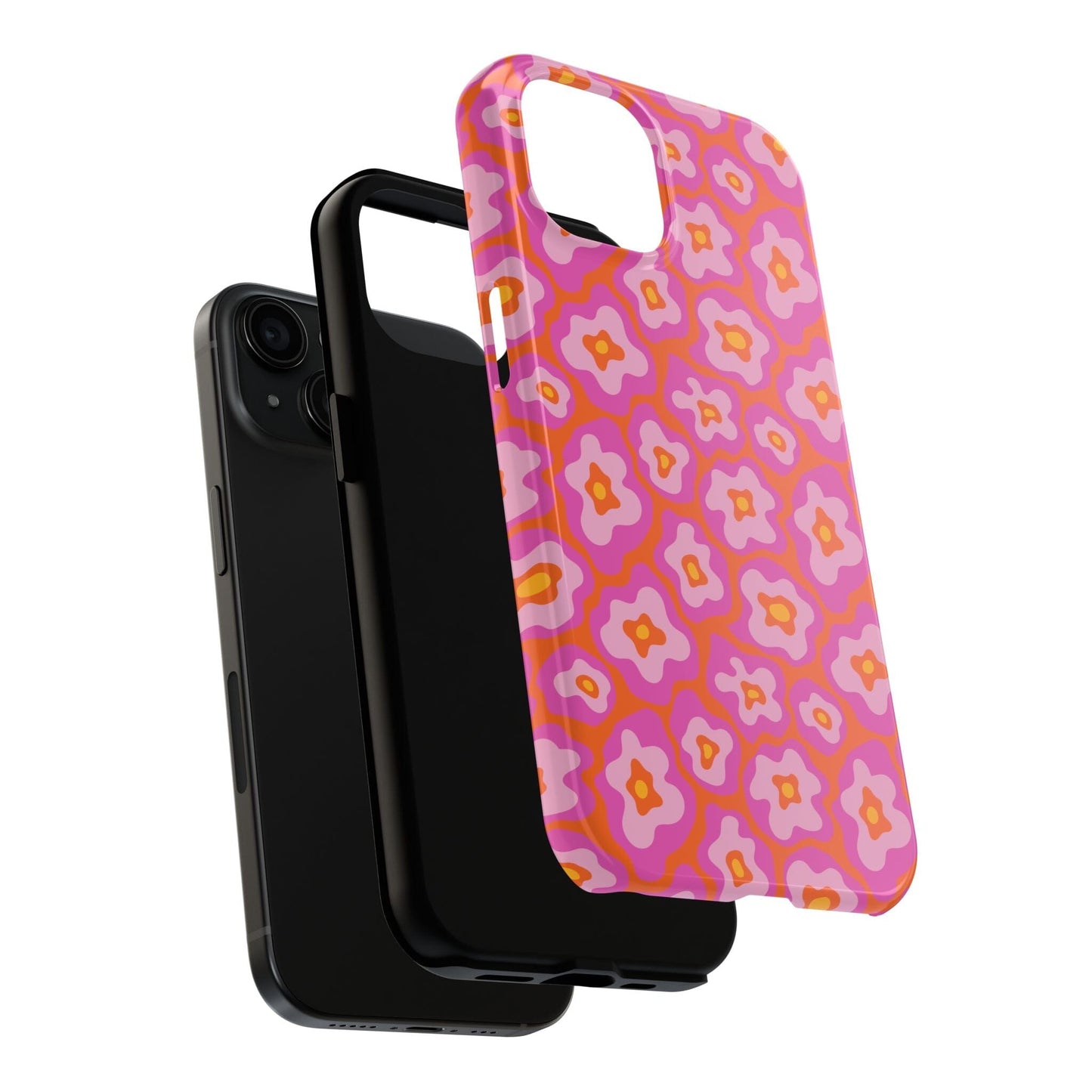 Abstract Pink Floral Phone Case • Tough Phone Case Designed to fit most iPhone and Samsung Phones Phone Case Printify