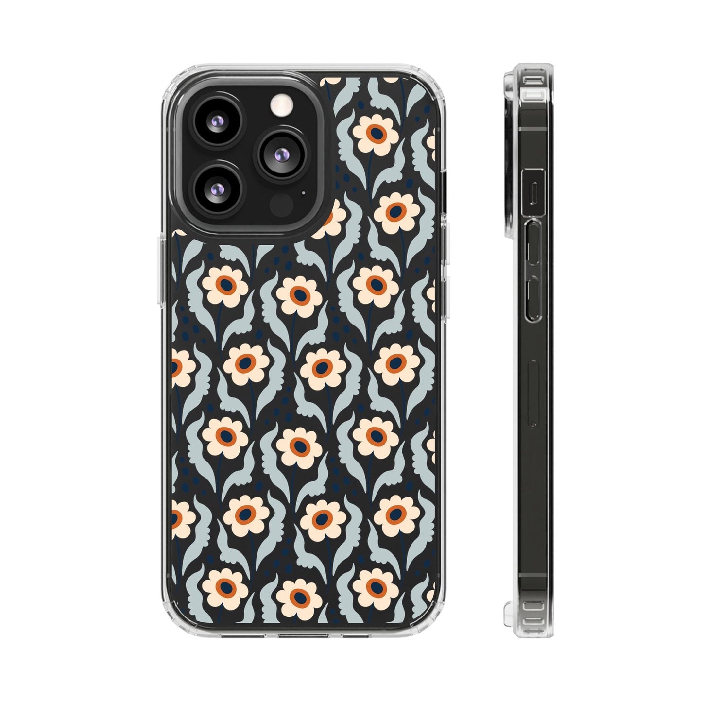 Retro Daisies Clear Phone Case • Designed to fit Most iPhone and Samsung Phones Phone Case Printify iPhone 13 Pro Without gift packaging