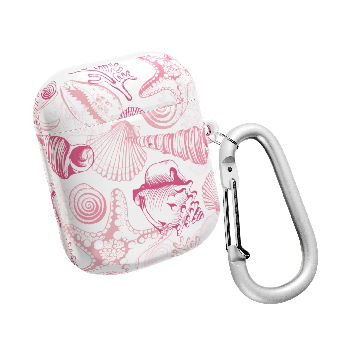 Pink Seashell AirPod Case, Ocean-Inspired Earbud Cover • Cute Summer Phone Accessories Accessories Printify AirPods Gen 1 White Glossy