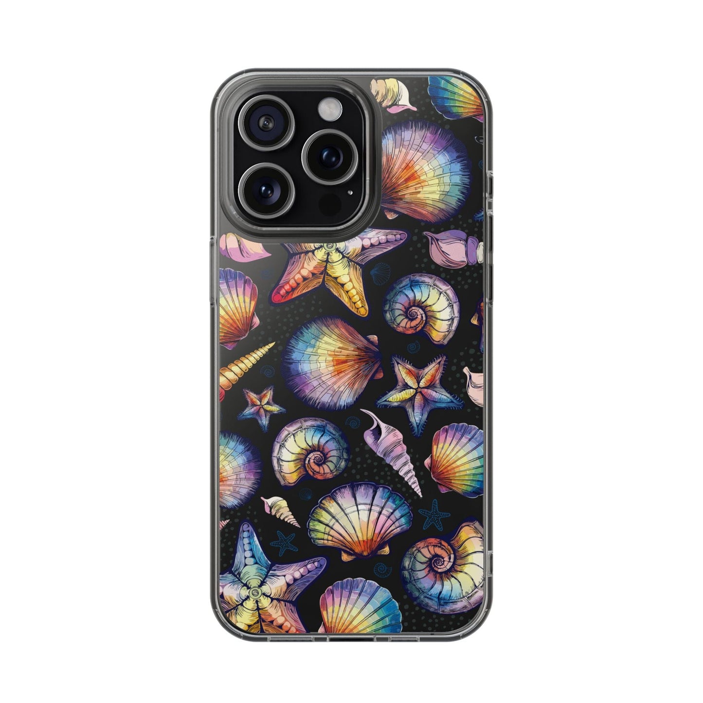 Rainbow Seashell Clear Phone Cases • Designed to fit most iPhone and Samsung Phones Phone Case Printify iPhone 15 Pro Max Without gift packaging