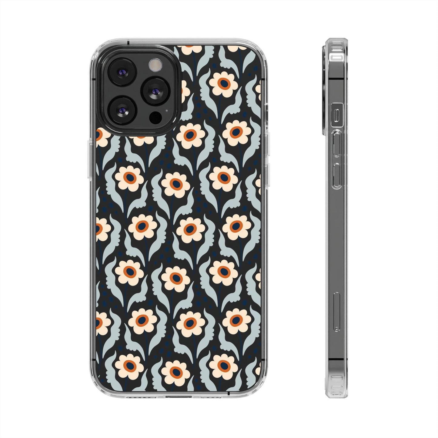Retro Daisies Clear Phone Case • Designed to fit Most iPhone and Samsung Phones Phone Case Printify iPhone 12 Pro Max Without gift packaging