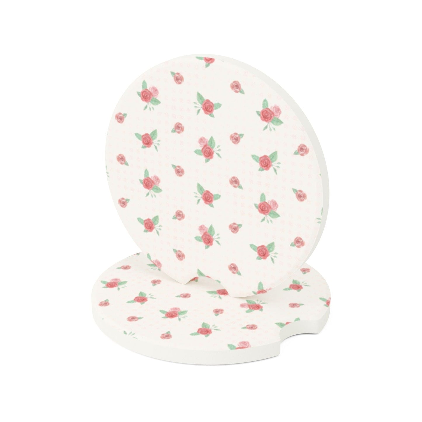 Petite Rosebud Car Coasters, Coquette Drink Holder Coaster • Cute Car Accessories Home Decor Printify 2.6'' × 2.6" 2pcs