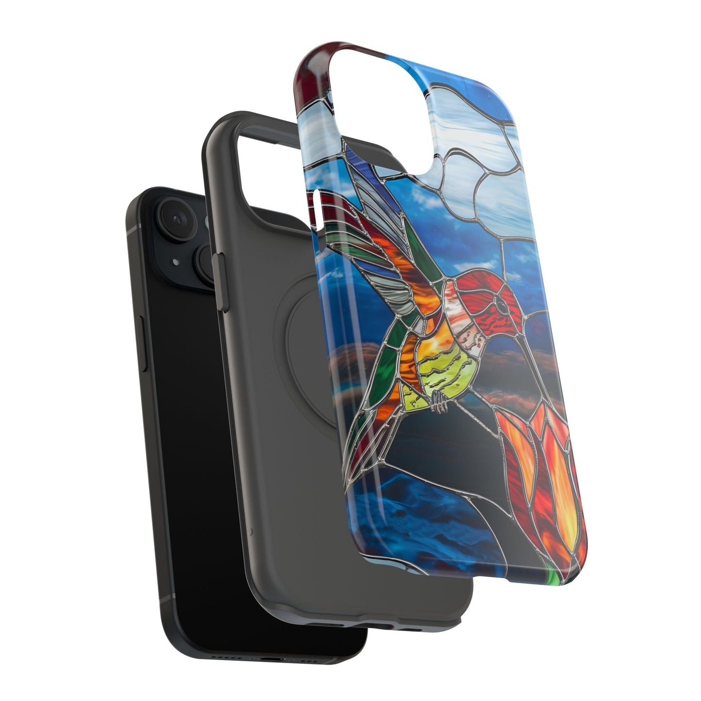 Stained Glass Humming Bird Phone Case, Tough Phonecase designed to fit iPhone and Galaxy Bird Lover Gifts Phone Case Printify