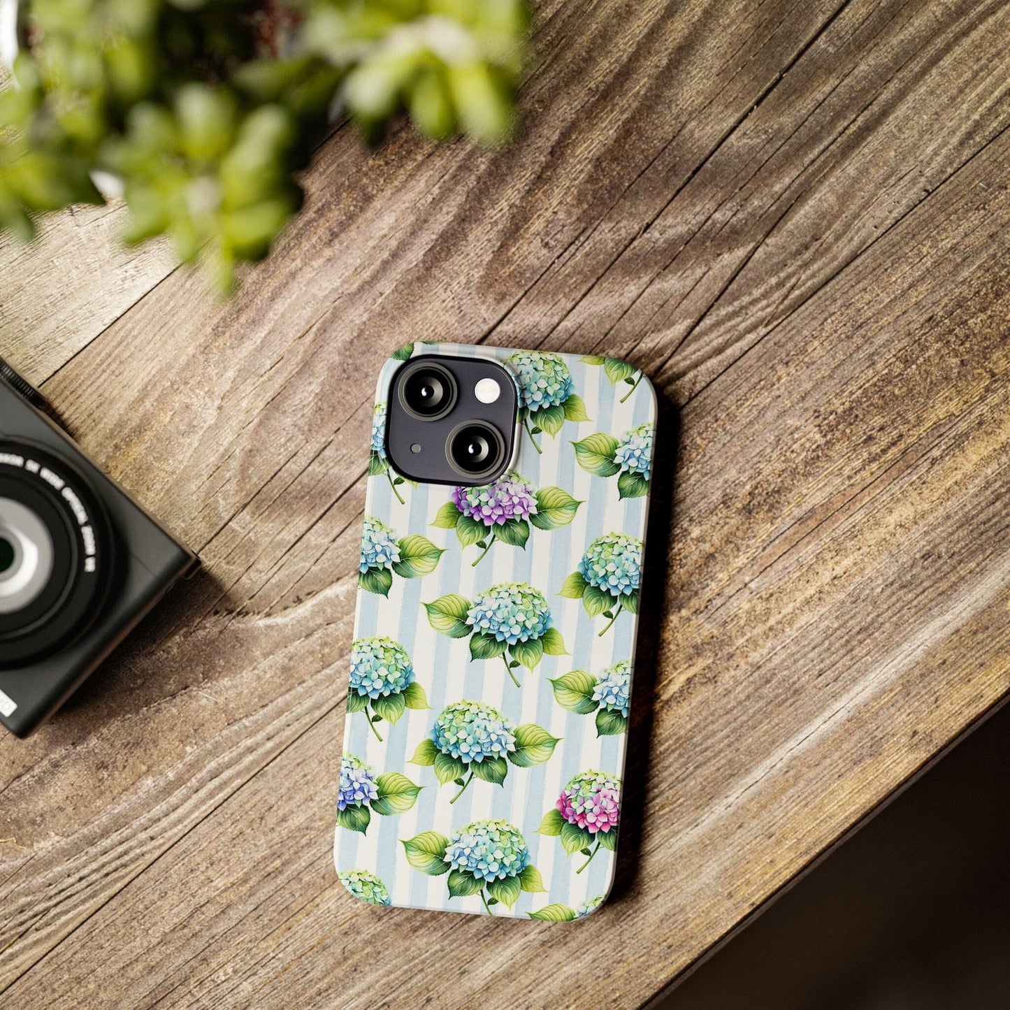 Floral Phone Case, Coastal Hydrangea Floral Phone Case, French Blue Vanilla Girl Aesthetic ~ iPhone 12, iPhone 13, iPhone 14, iPhone 15 Phone Case Printify