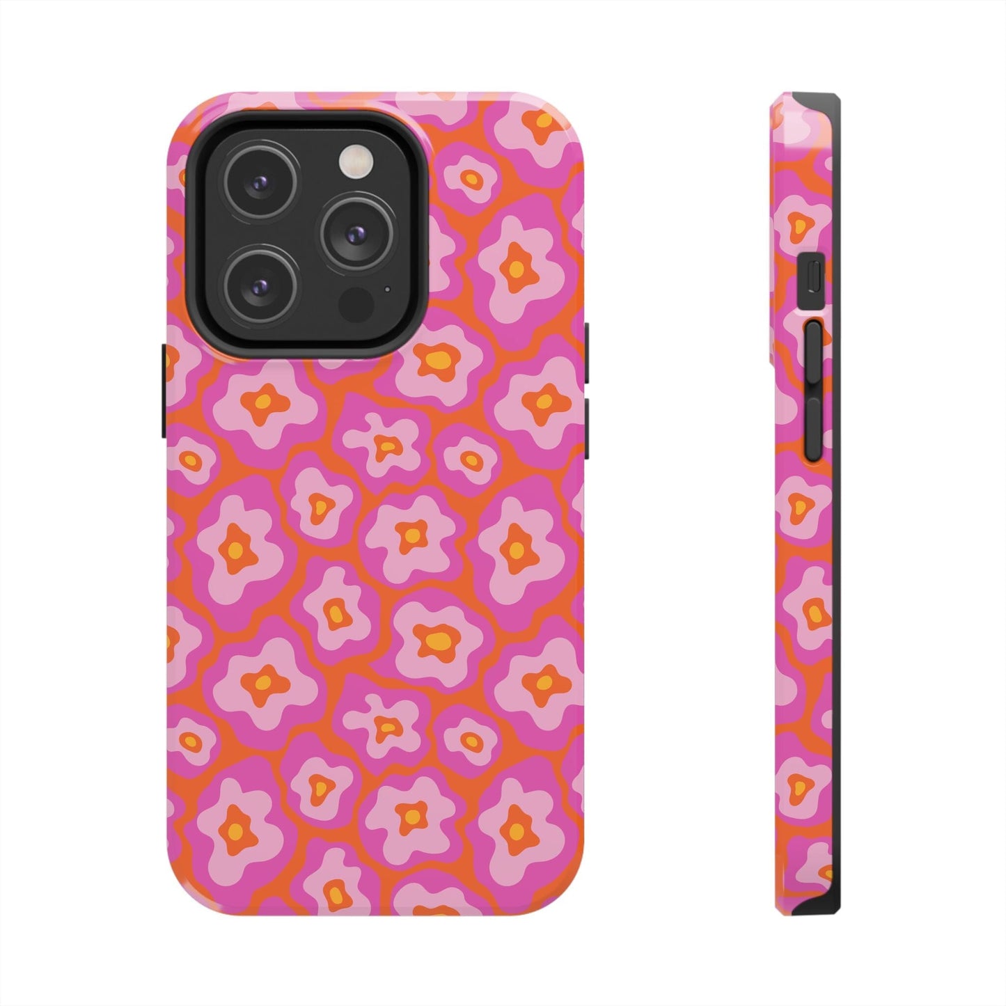 Abstract Pink Floral Phone Case • Tough Phone Case Designed to fit most iPhone and Samsung Phones Phone Case Printify iPhone 14 Pro