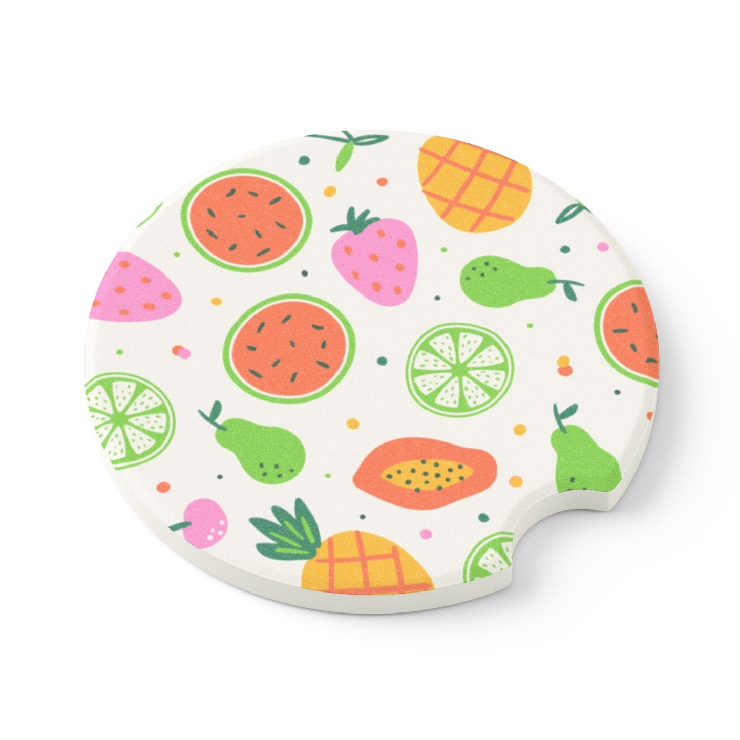 Summer Fruit Car Coasters, Colorful Drink Holder Coaster for Car • Cute Car Accessories Home Decor Printify