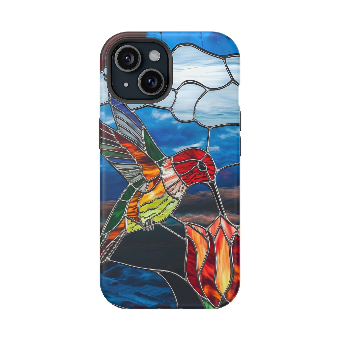 Stained Glass Humming Bird Phone Case, Tough Phonecase designed to fit iPhone and Galaxy Bird Lover Gifts Phone Case Printify