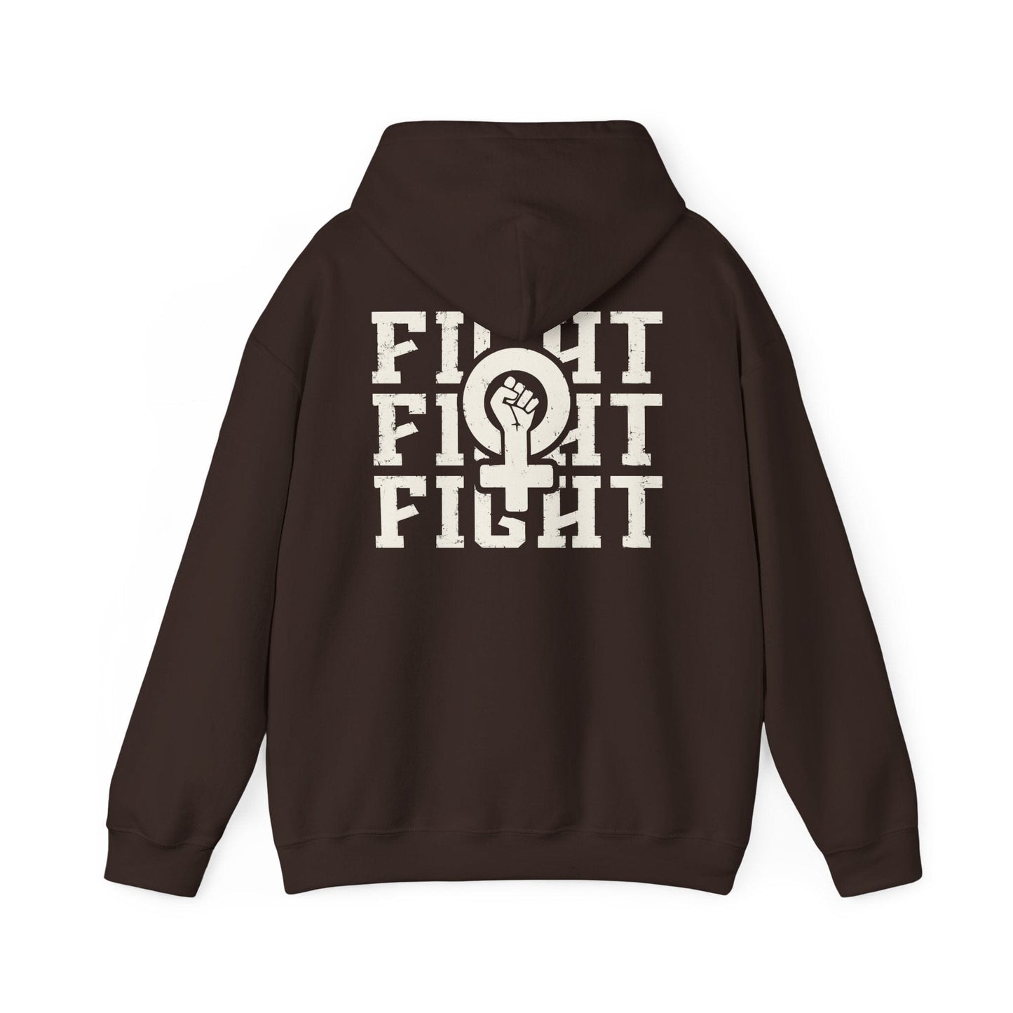 Fight Fight Fight Feminist Sweatshirt ~ Unisex Heavy Blend Hoodie Hoodie Printify S Dark Chocolate