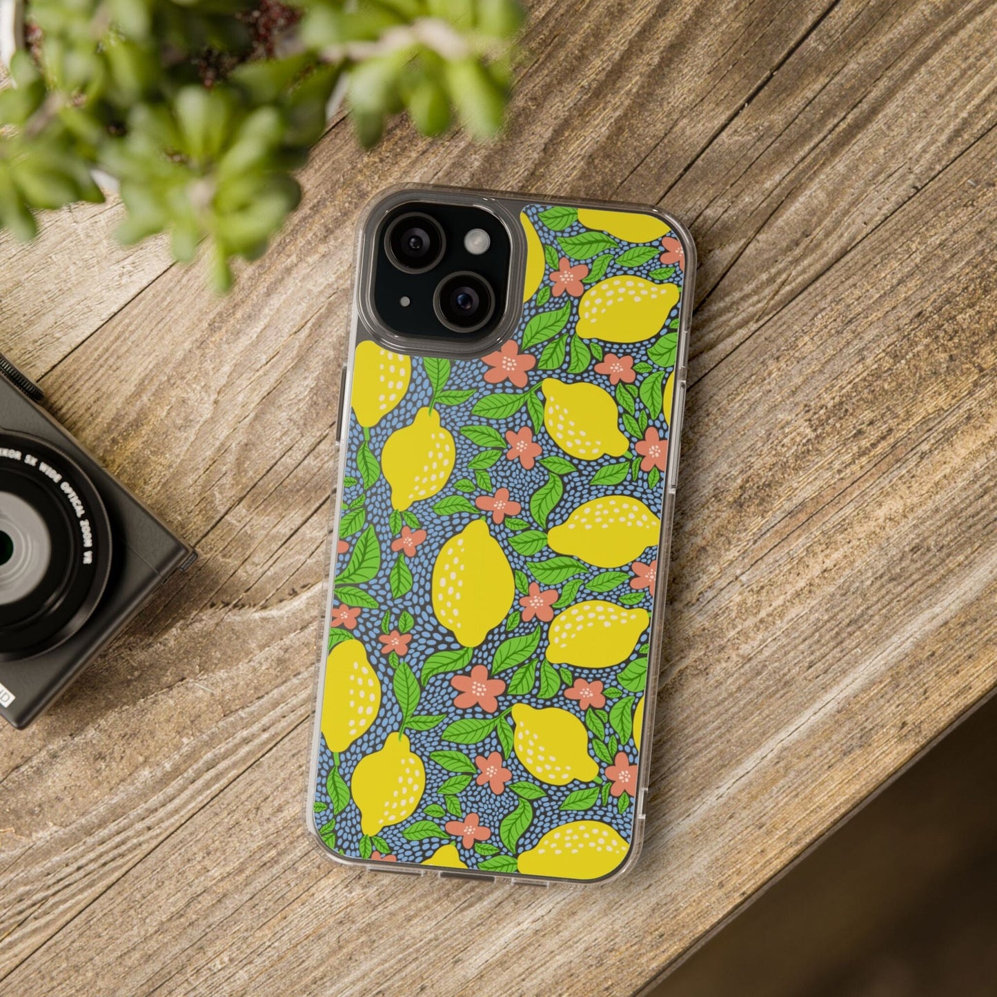 Clear iPhone 16 Pro Phone Case, Lemon Citron Coquette Phonecase • Designed to fit Most iPhone and Samsung Models Phone Case Printify