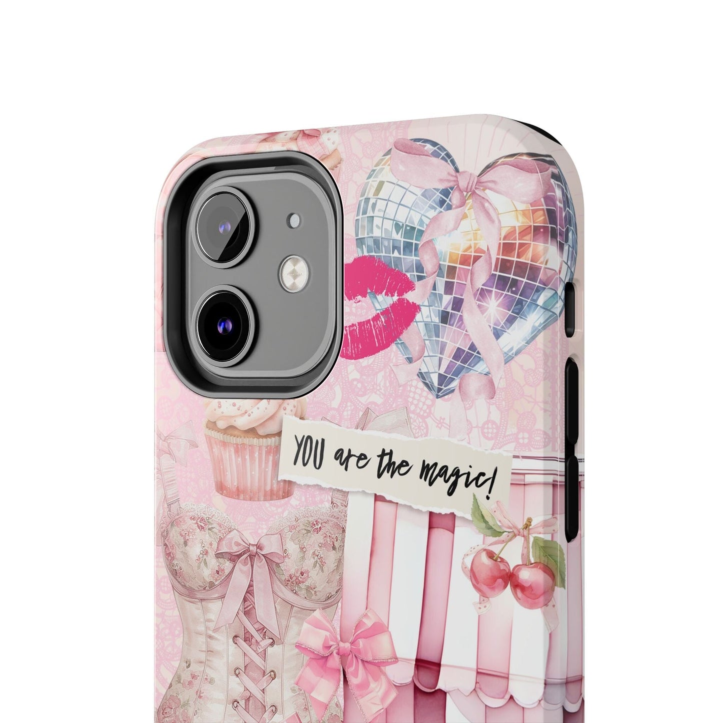 Pink Coquette Phone Case, Collage Phone Case, You Are The Magic, Cupcakes and Puppies ~ iPhone 12, iPhone 13, iPhone 14, iPhone 15 Phone Case Printify