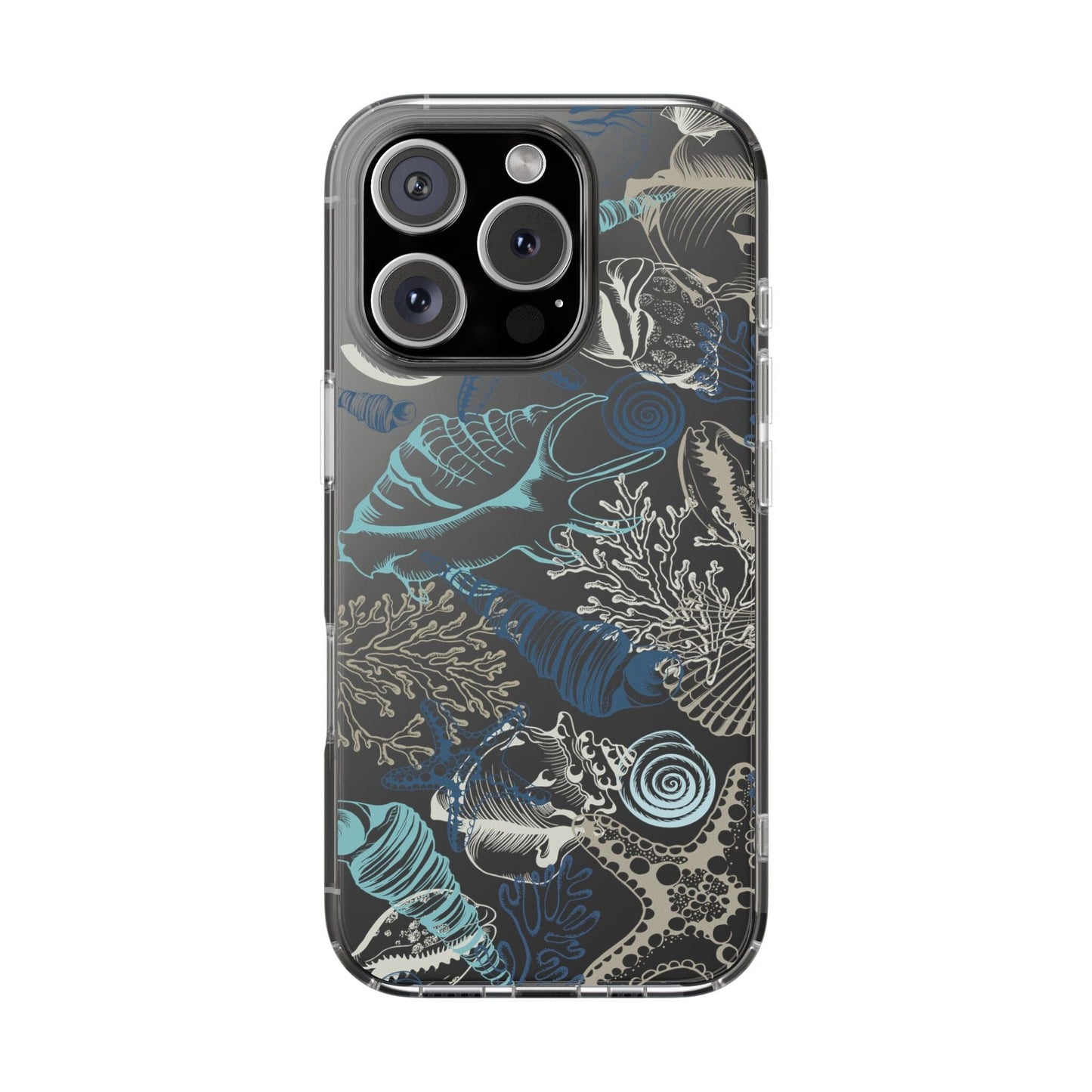 Clear iPhone Case • Blue Seashells Phone Case - Fits Most iPhone and Samsung Phones Phone Case Printify iPhone 16 Pro Without gift packaging