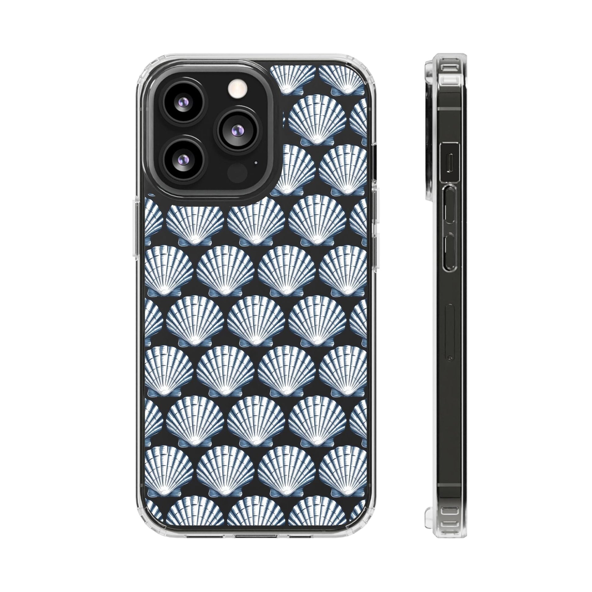 Blue iPhone 16 Clear Case, Seashell Phone Case, Coastal Vibes Mosaic Phone Case, iPhone 16 Pro Max, iPhone 15 Plus, Samsung Galaxy S24 Phone Case Printify iPhone 13 Pro Without gift packaging