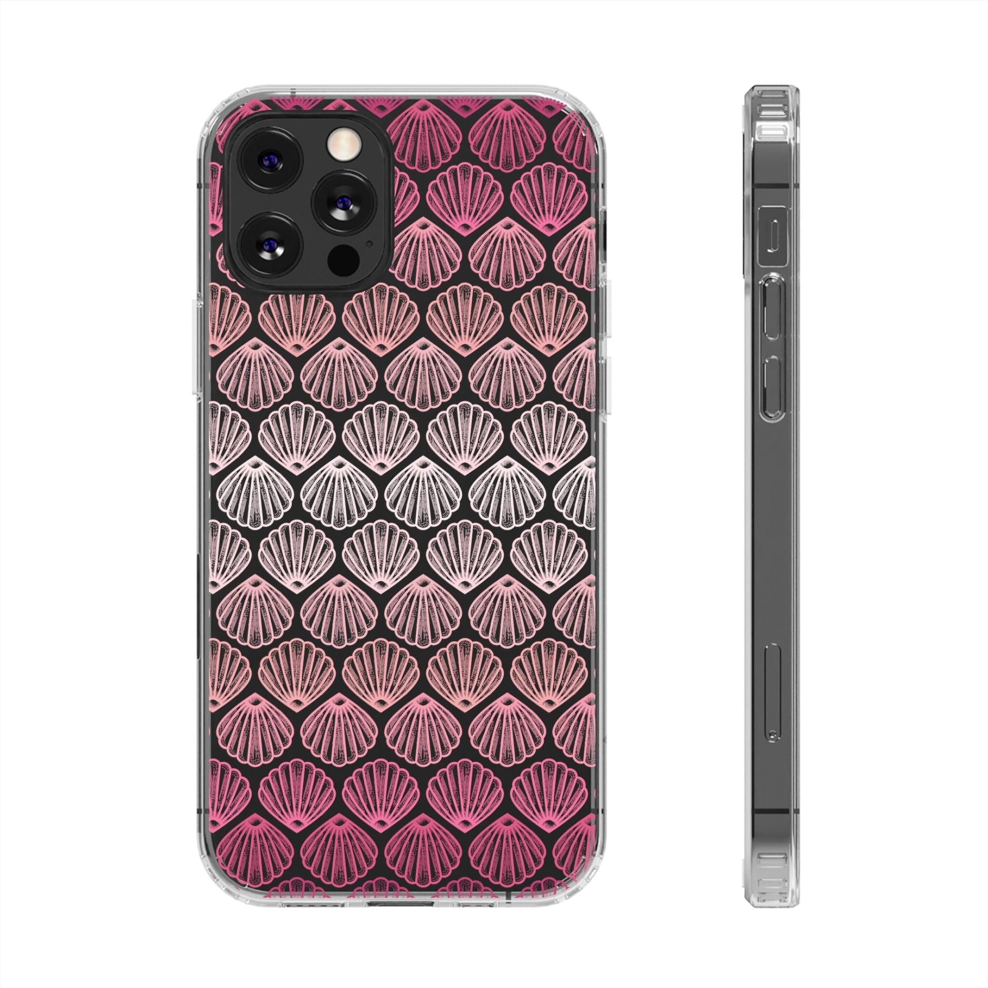 Coconut Girl iPhone 16 Clear Phone Case, Pink Seashell Design, Beachy Summer Vibes Aesthetic, iPhone 15, iPhone 14 13, Samsung Galaxy Phone Case Printify iPhone 12 Pro Without gift packaging