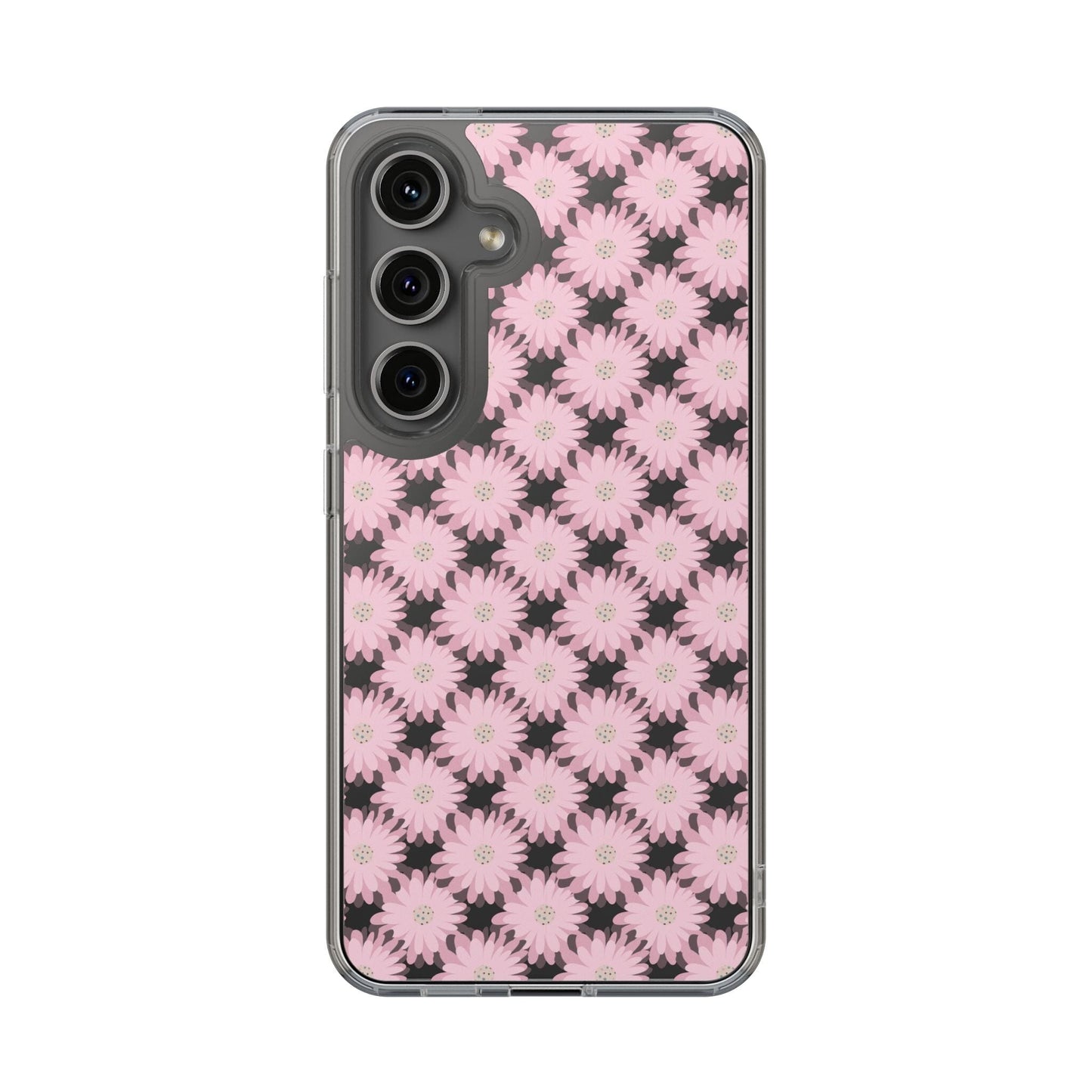 Retro Daisies Clear Floral Phone Case • Designed to fit most iPhone and Samsung Phones Phone Case Printify Samsung Galaxy S24