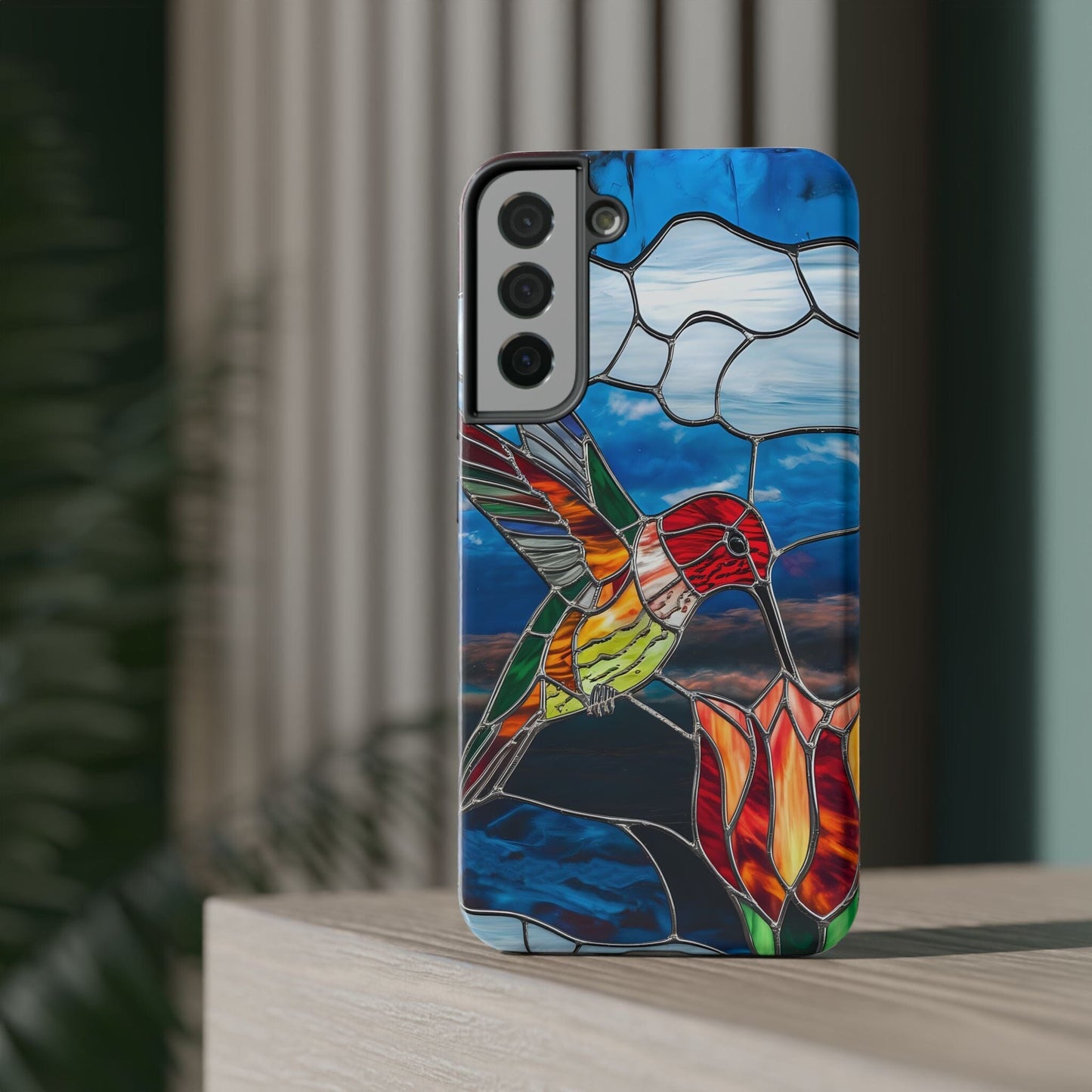 Stained Glass Humming Bird Phone Case, Tough Phonecase designed to fit iPhone and Galaxy Bird Lover Gifts Phone Case Printify