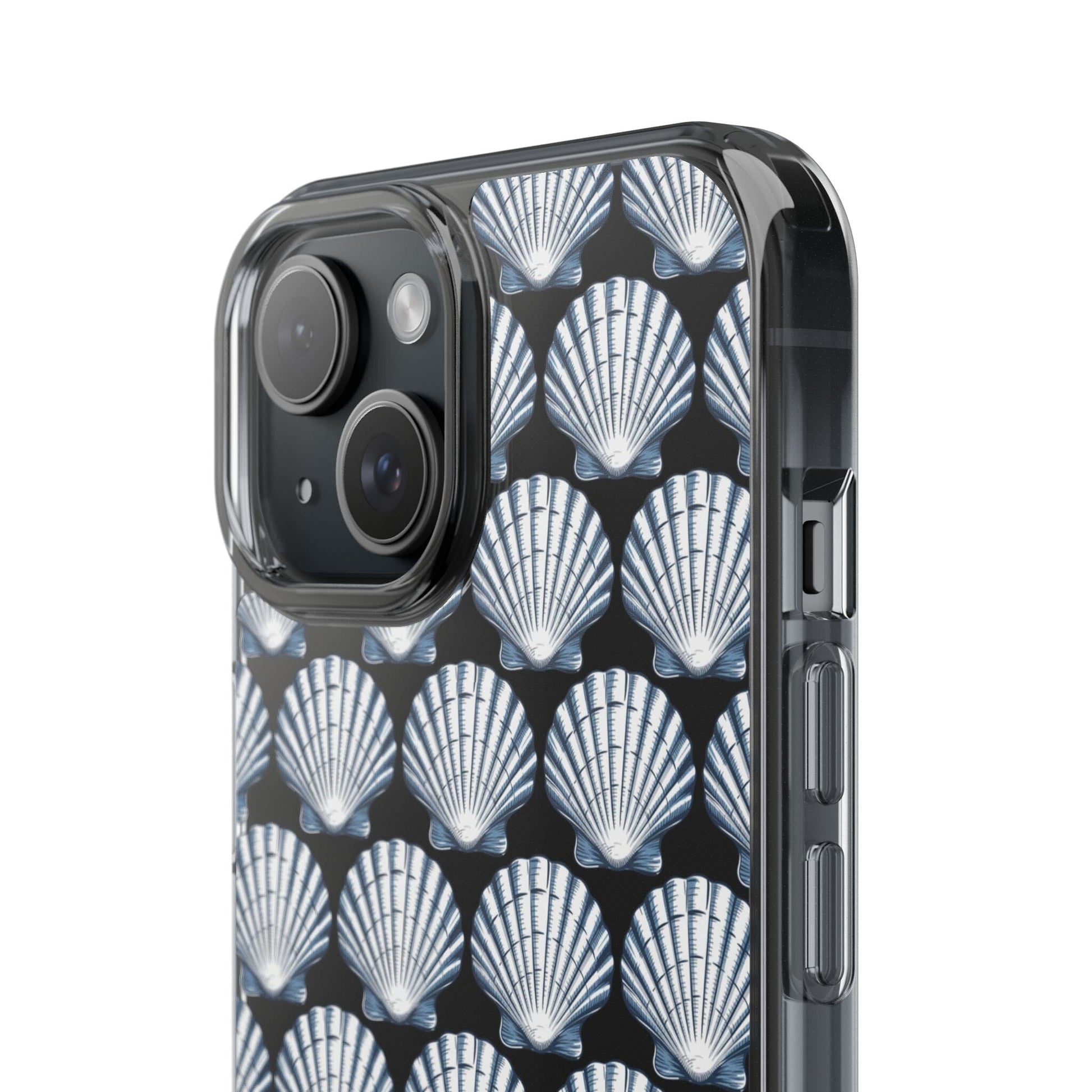 Blue iPhone 16 Clear Case, Seashell Phone Case, Coastal Vibes Mosaic Phone Case, iPhone 16 Pro Max, iPhone 15 Plus, Samsung Galaxy S24 Phone Case Printify
