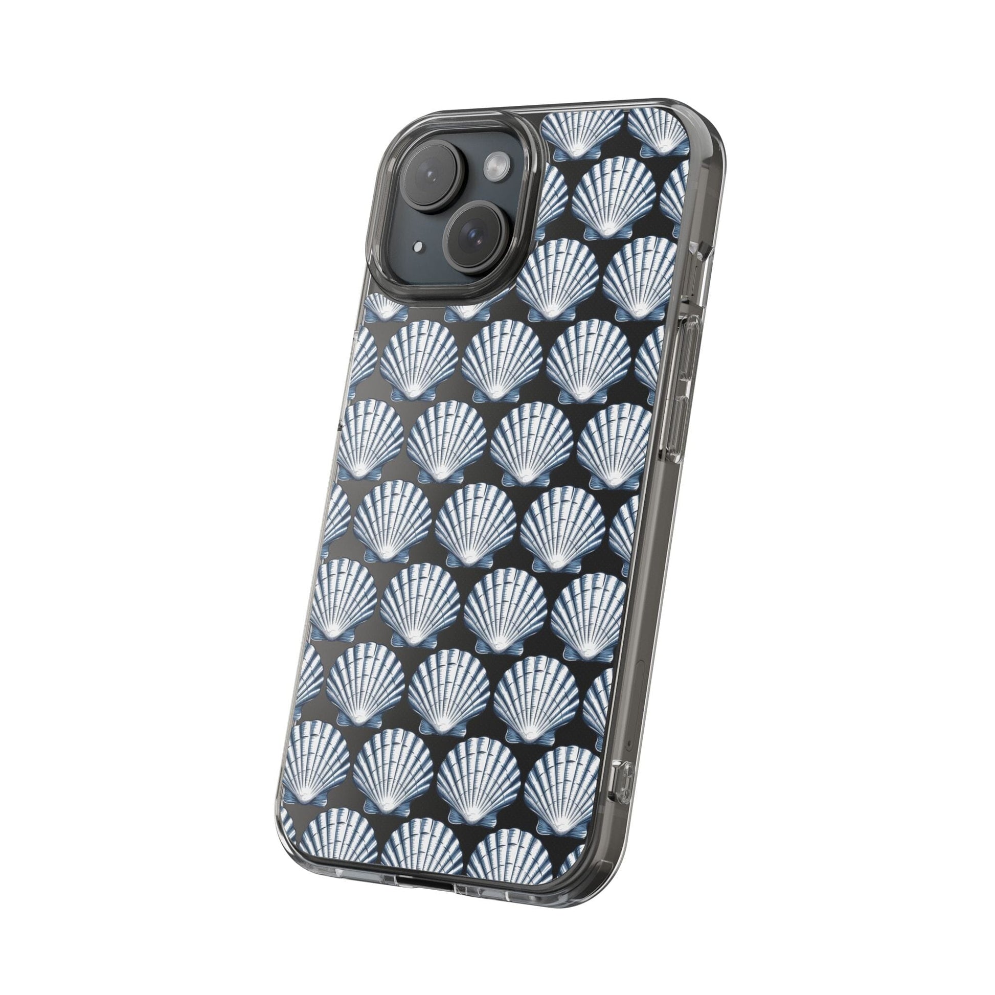 Blue iPhone 16 Clear Case, Seashell Phone Case, Coastal Vibes Mosaic Phone Case, iPhone 16 Pro Max, iPhone 15 Plus, Samsung Galaxy S24 Phone Case Printify