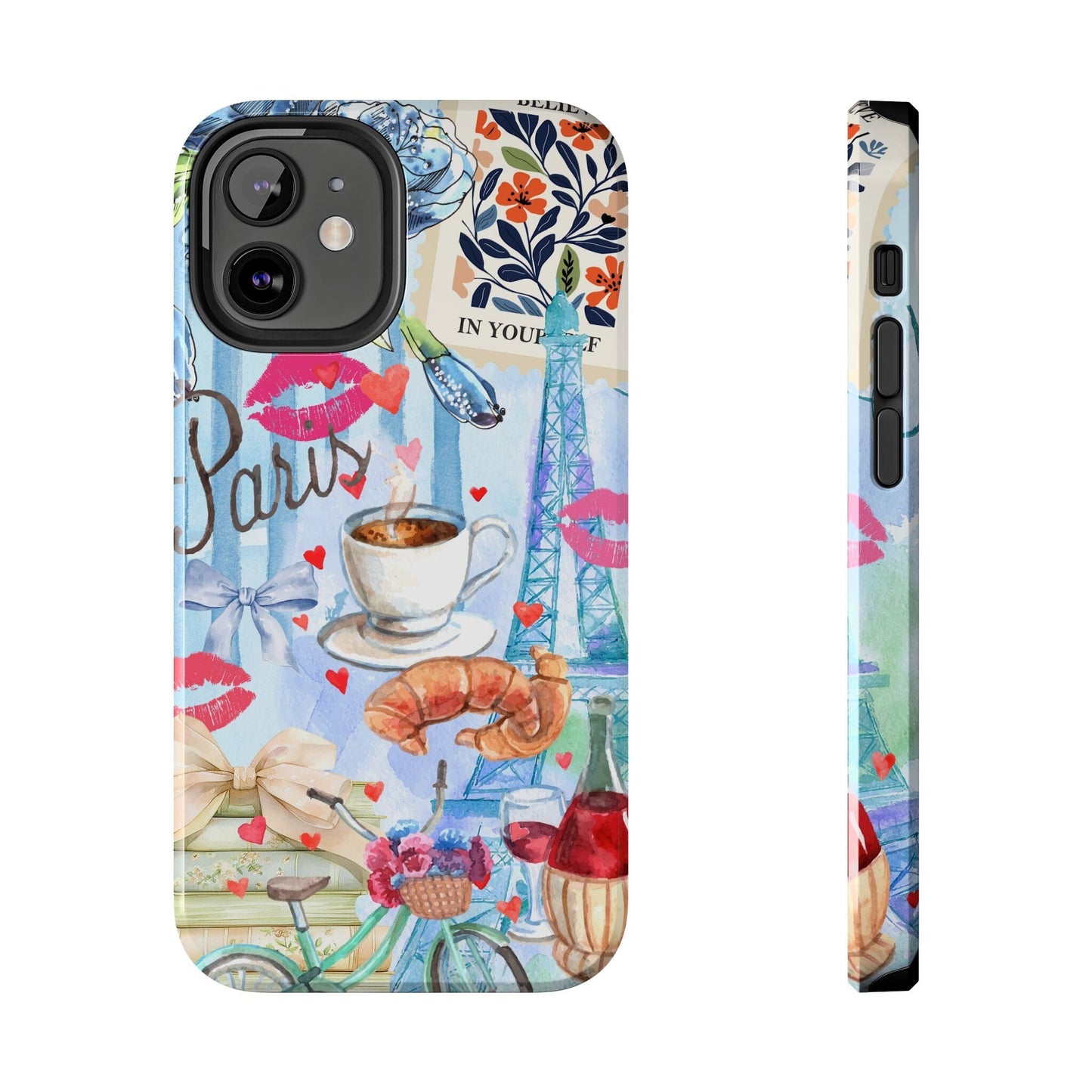 Coquette In Paris, Collage Phone Case, Floral Bookish Aesthetic, Preppy Stuff ~ Cell Phone Case for iPhone 12, iPhone 13, iPhone 14 & 15 Phone Case Printify iPhone 12 Mini