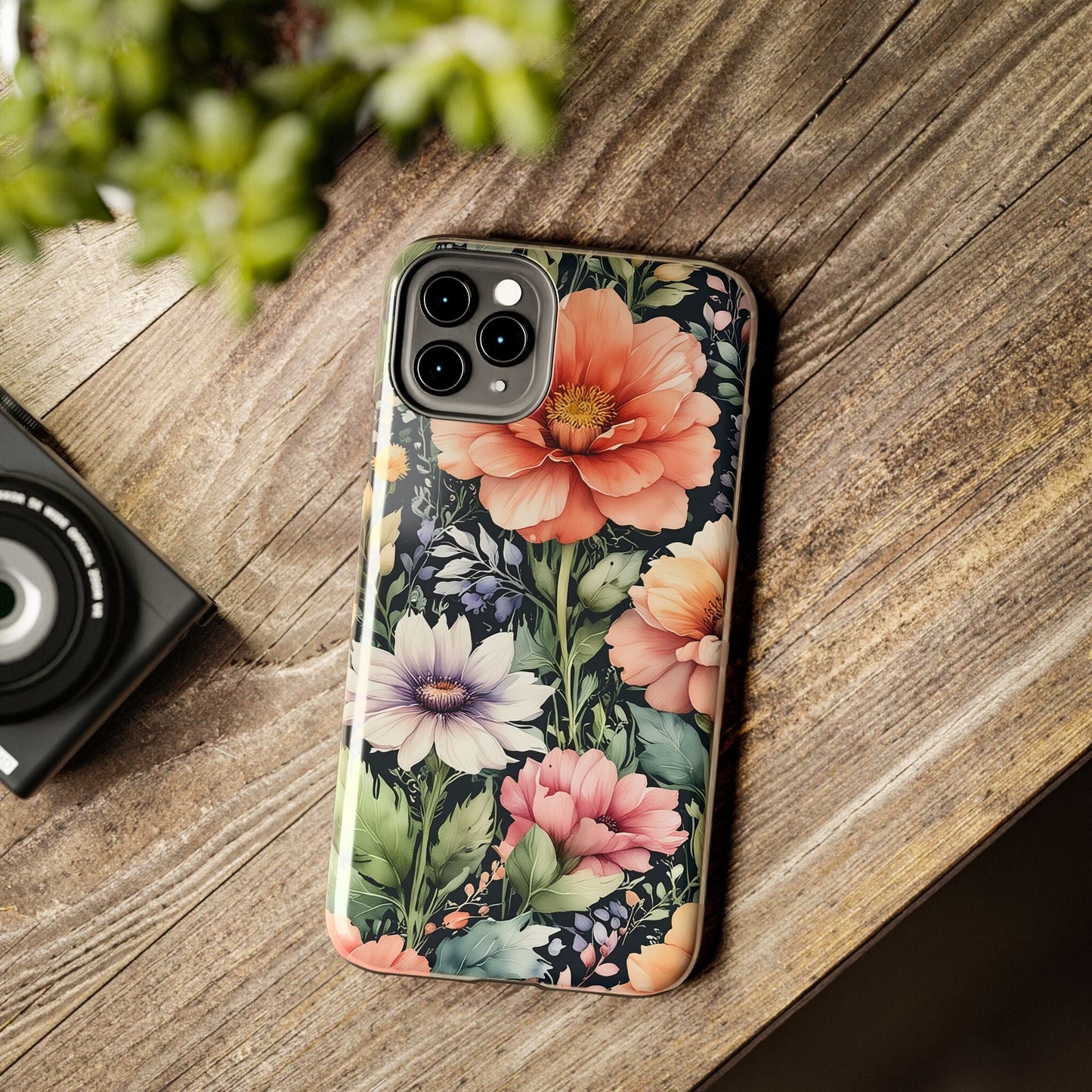 Fall Blue Floral Phonecases, Cute Boho Aesthetic Tough Cases Compatible with most iPhone and Samsung Galaxy Models Phone Case Printify