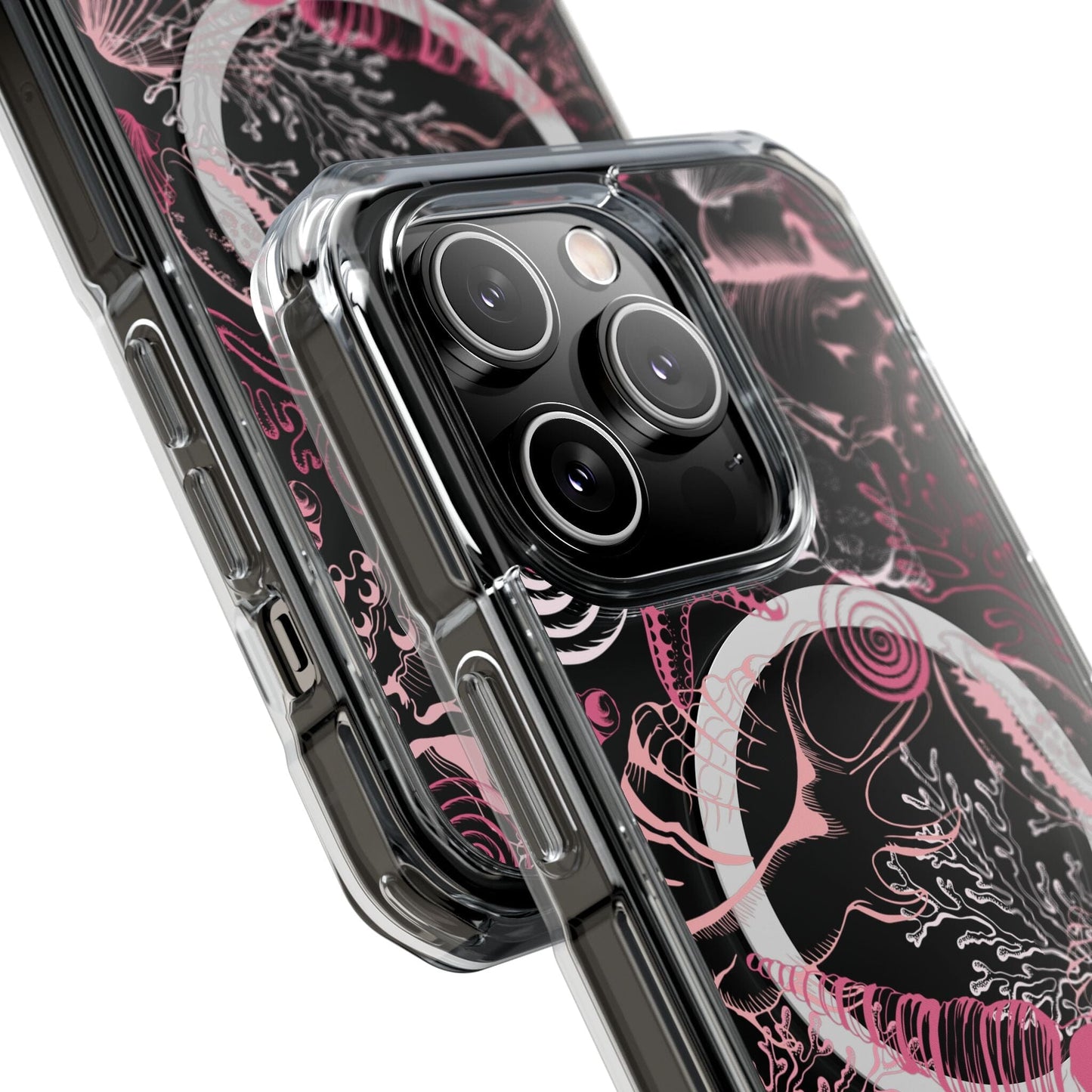 MagSafe® Compatable Clear Phone Case • Pink Seashells Summer Phone Case Designed to fit iPhone 14-16 Models Phone Case Printify
