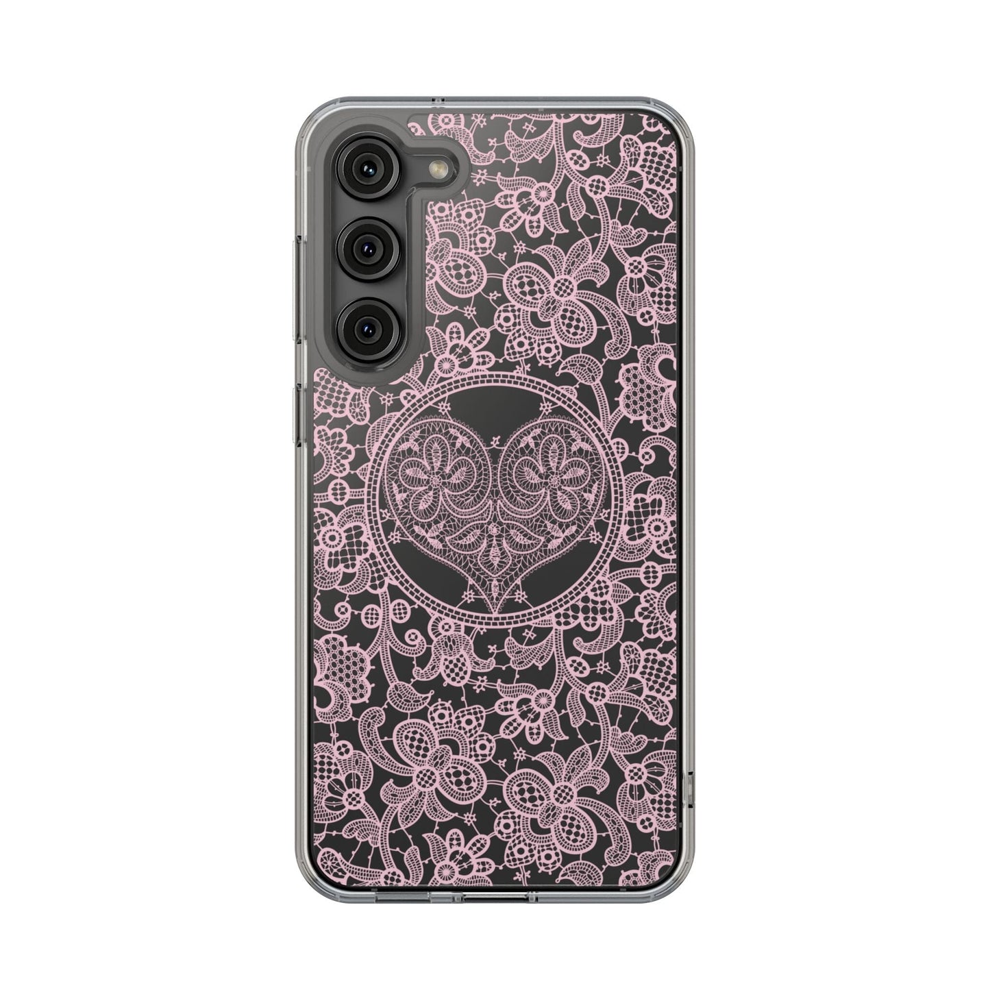 Pink Lace Coquette Phone Case • Clear Phone Case Designed to fit most iPhone and Samsung Phones Phone Case Printify Samsung Galaxy S23 Plus Without gift packaging