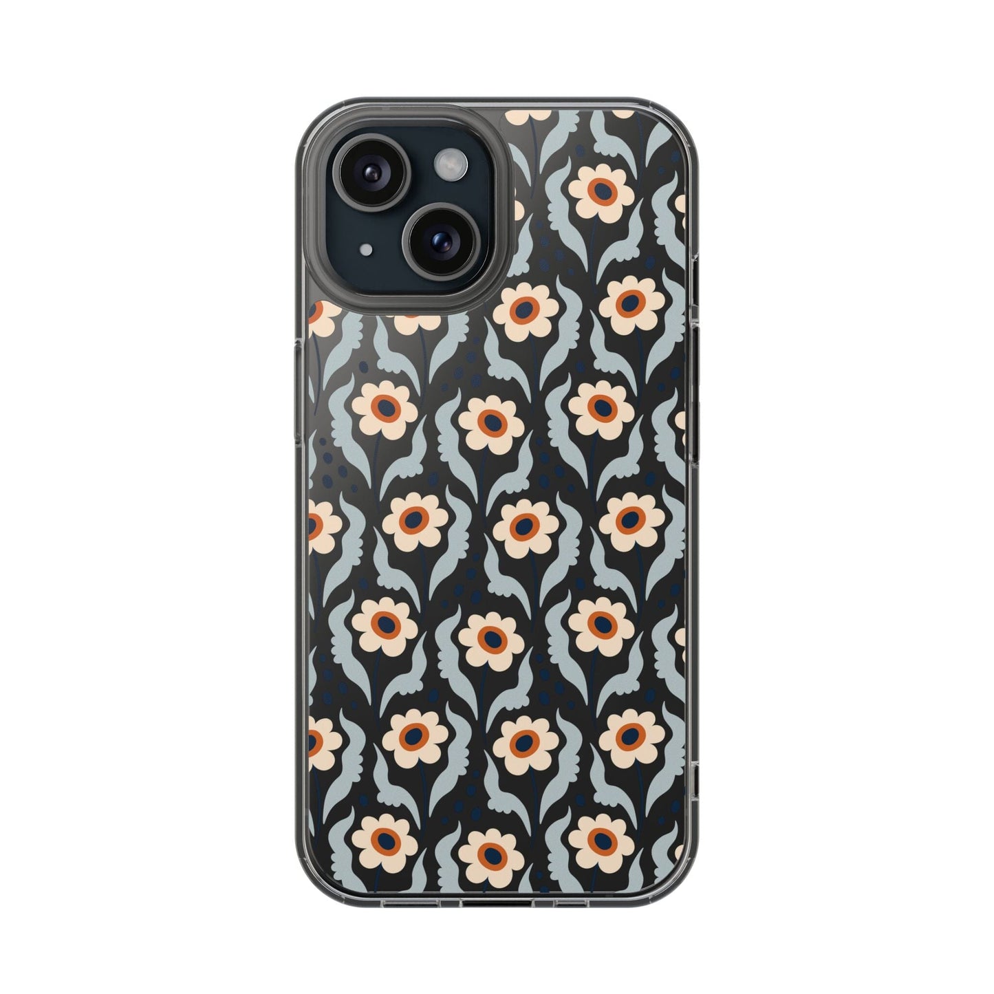 Retro Daisies Clear Phone Case • Designed to fit Most iPhone and Samsung Phones Phone Case Printify iPhone 15 Without gift packaging