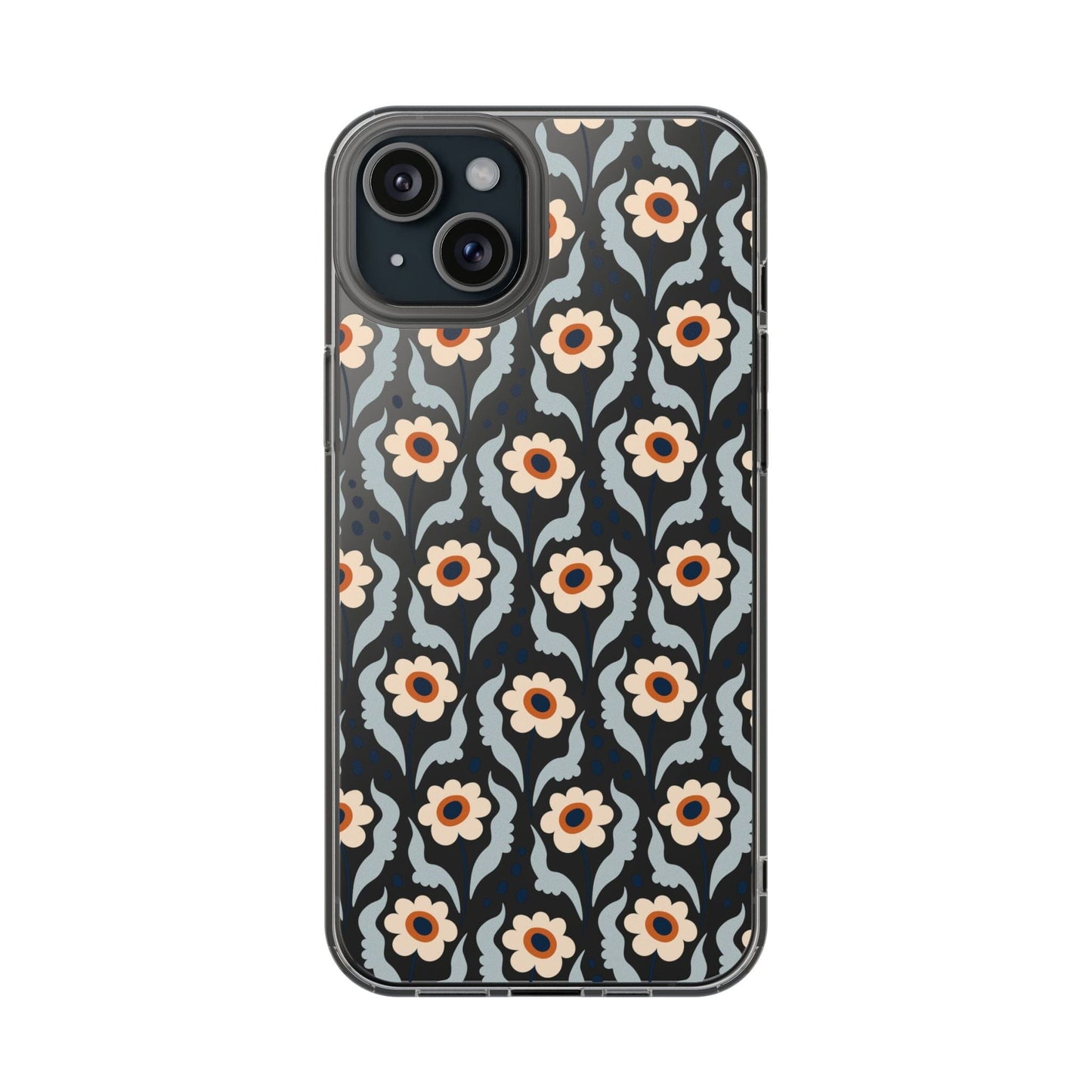 Retro Daisies Clear Phone Case • Designed to fit Most iPhone and Samsung Phones Phone Case Printify iPhone 15 Plus Without gift packaging